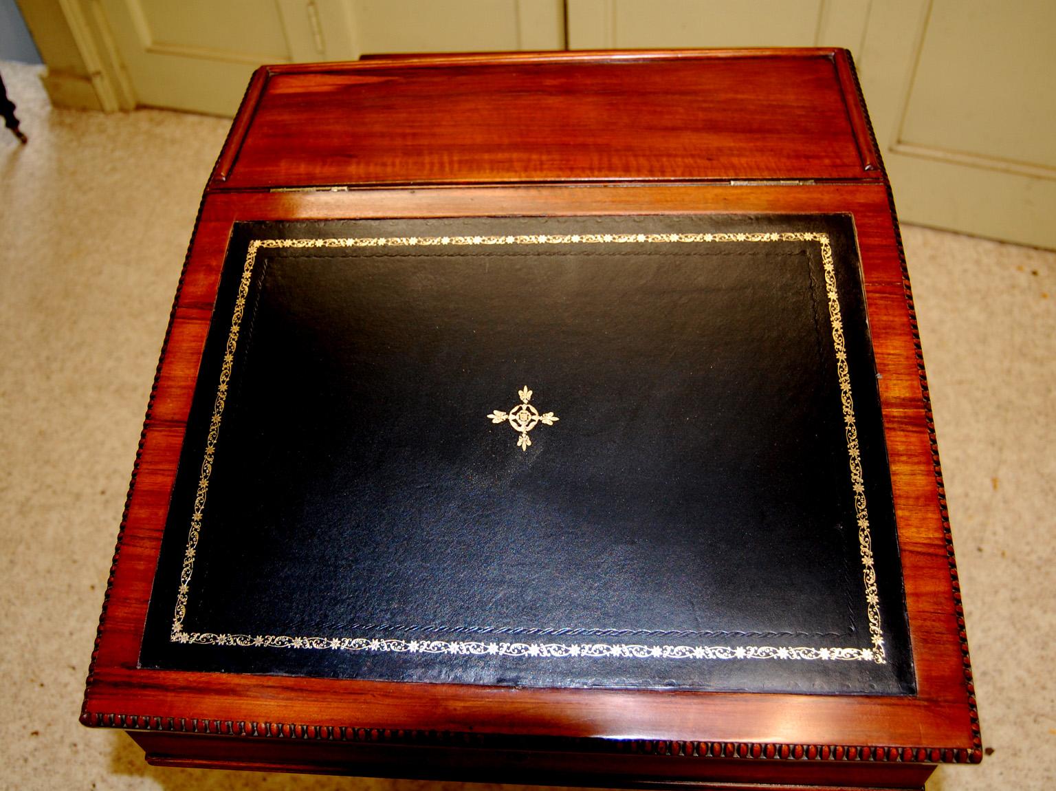 19th Century English Regency Rosewood Davenport Desk with Bookslides, Ink Drawer & Drawers