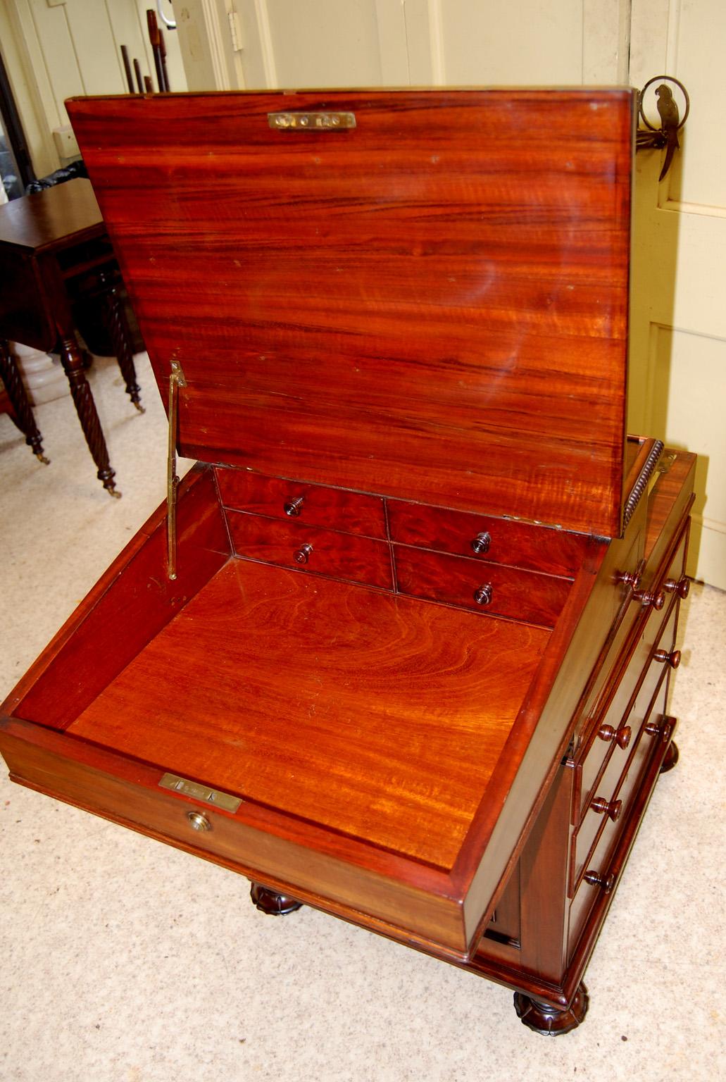 Mahogany English Regency Rosewood Davenport Desk with Bookslides, Ink Drawer & Drawers
