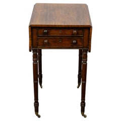 English Regency Rosewood Drop-Leaf Work Table on Casters