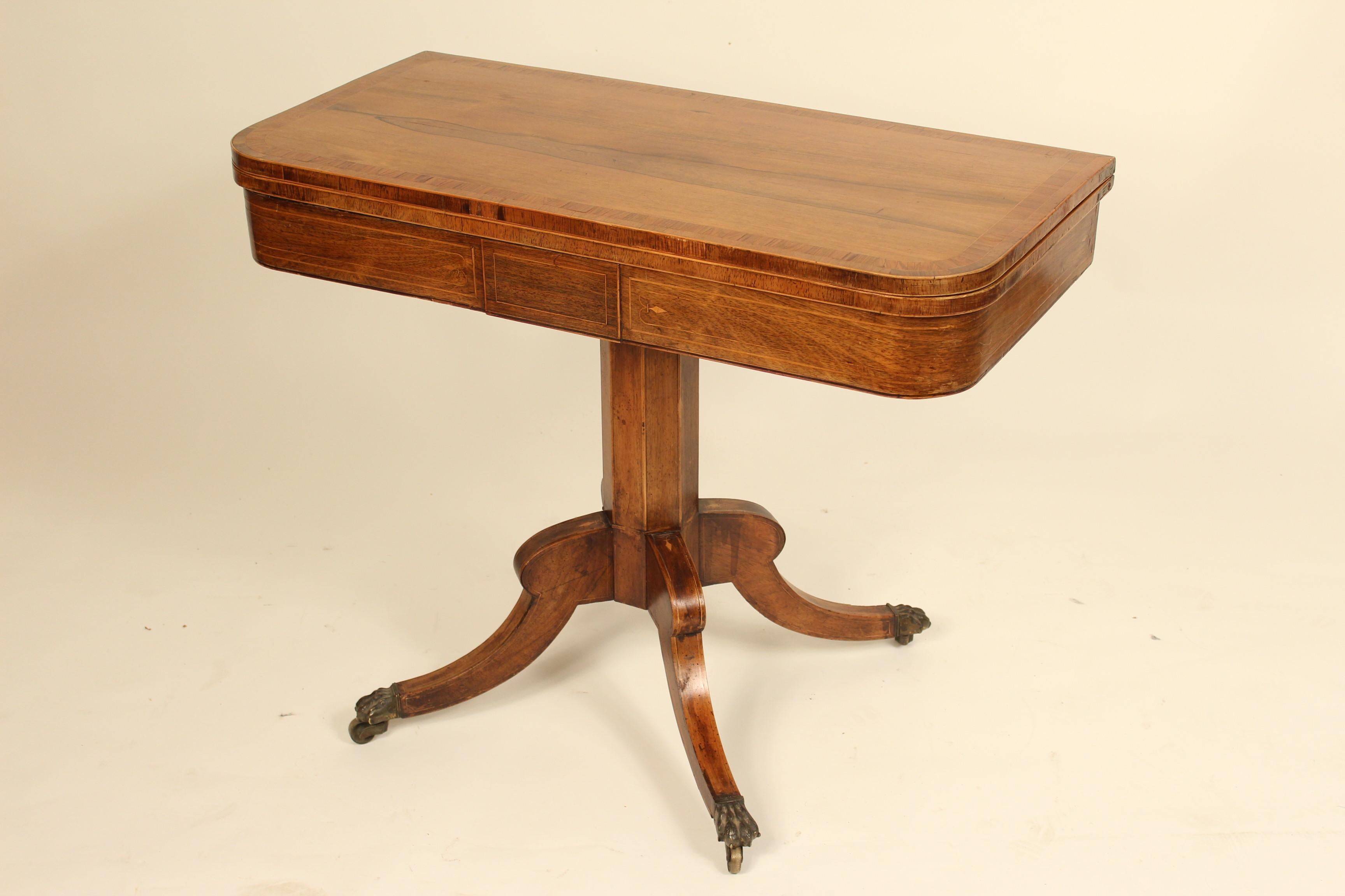 English Regency Rosewood Games Table In Fair Condition For Sale In Laguna Beach, CA