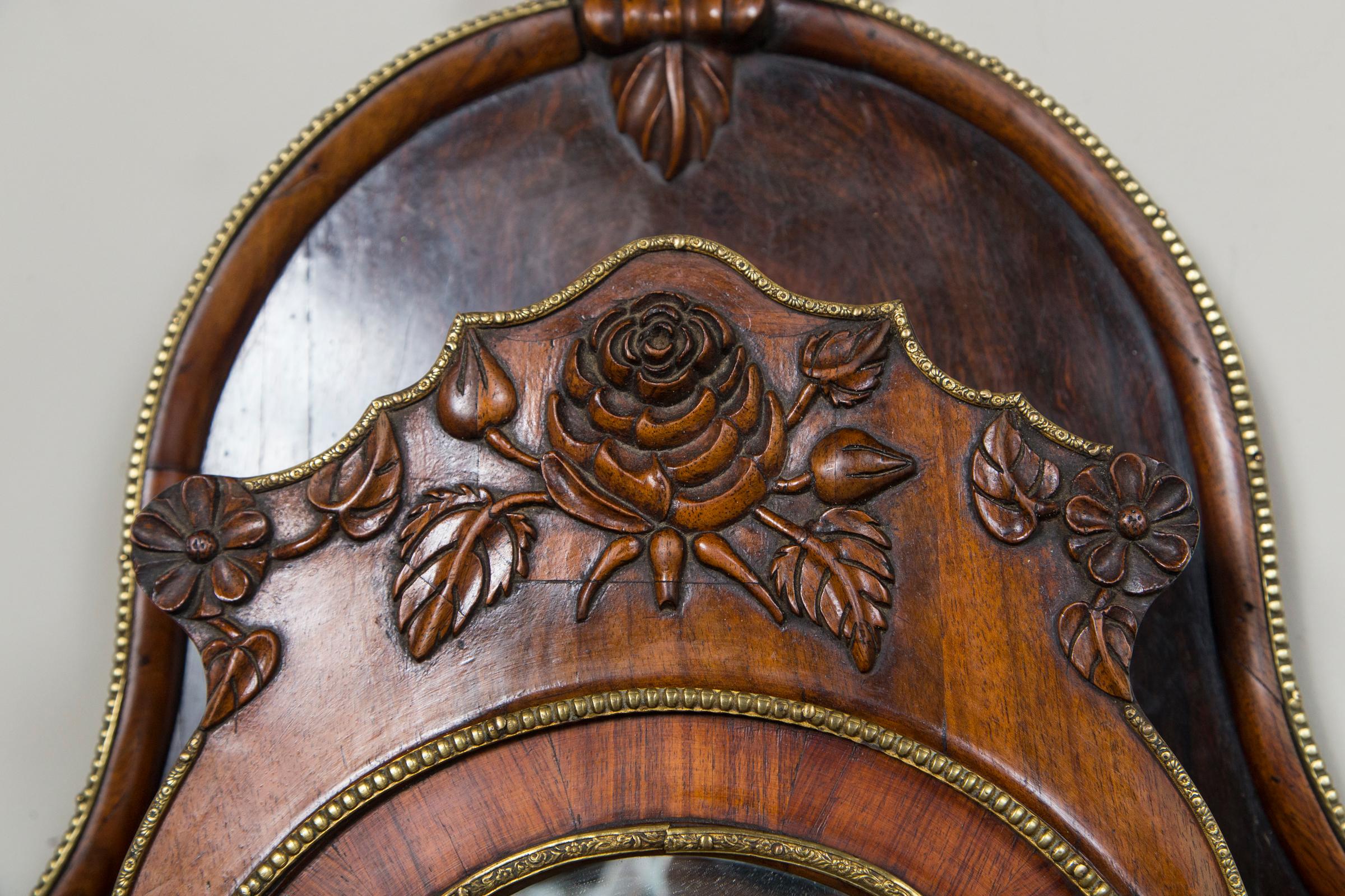 British English Regency Rosewood Hanging  Shaving  Mirror For Sale