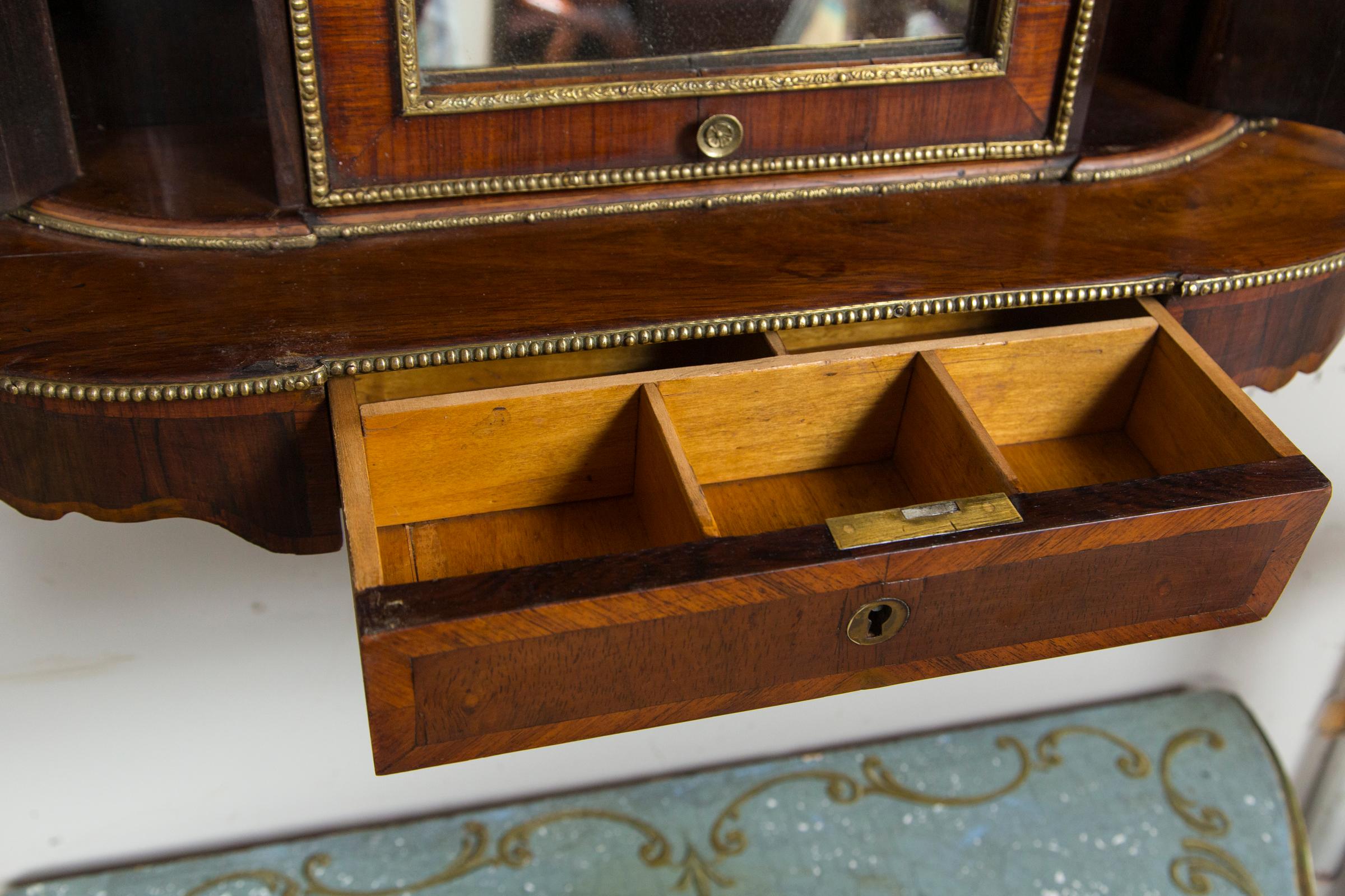 19th Century English Regency Rosewood Hanging  Shaving  Mirror For Sale