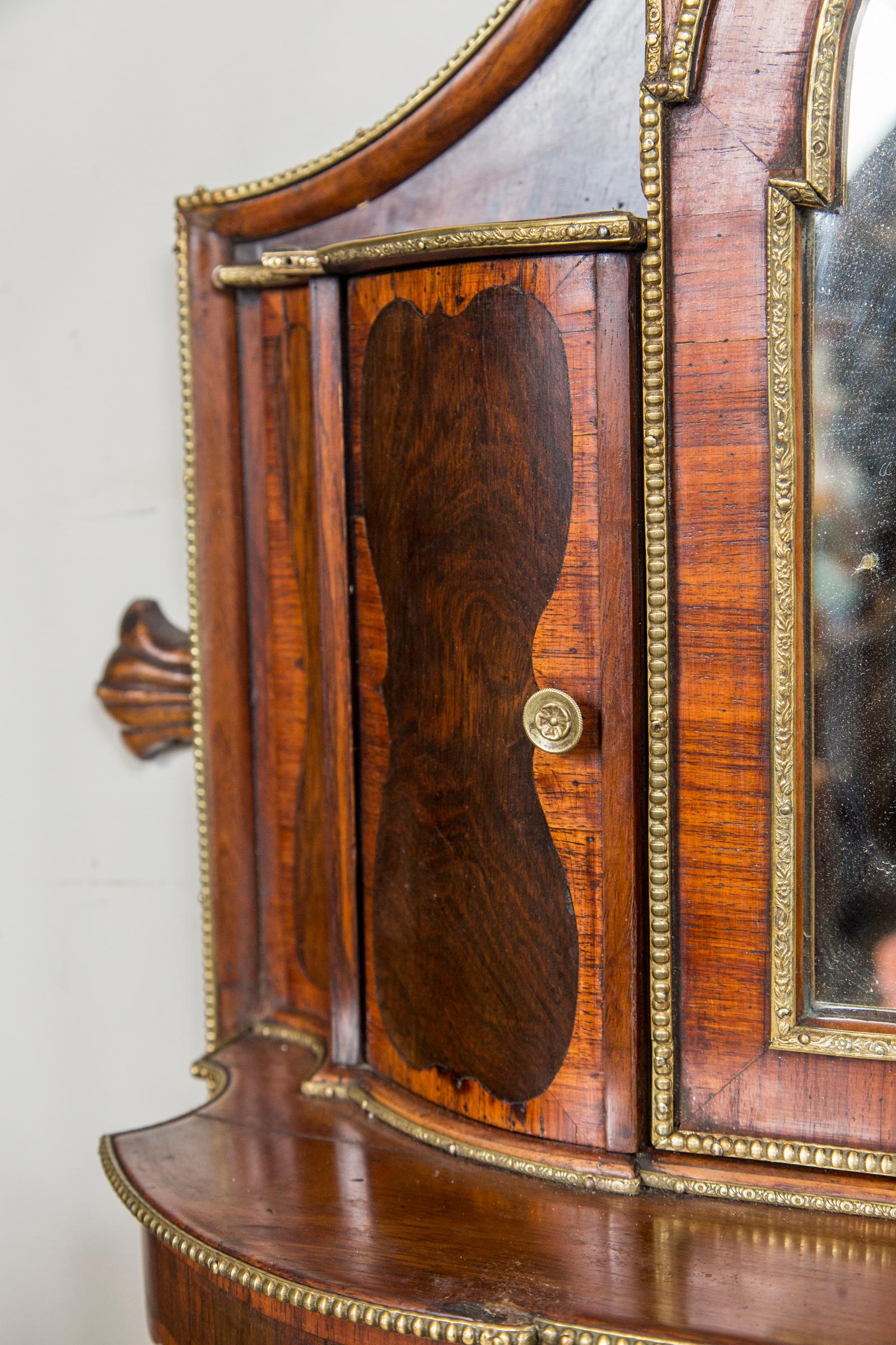 Mahogany English Regency Rosewood Hanging  Shaving  Mirror For Sale
