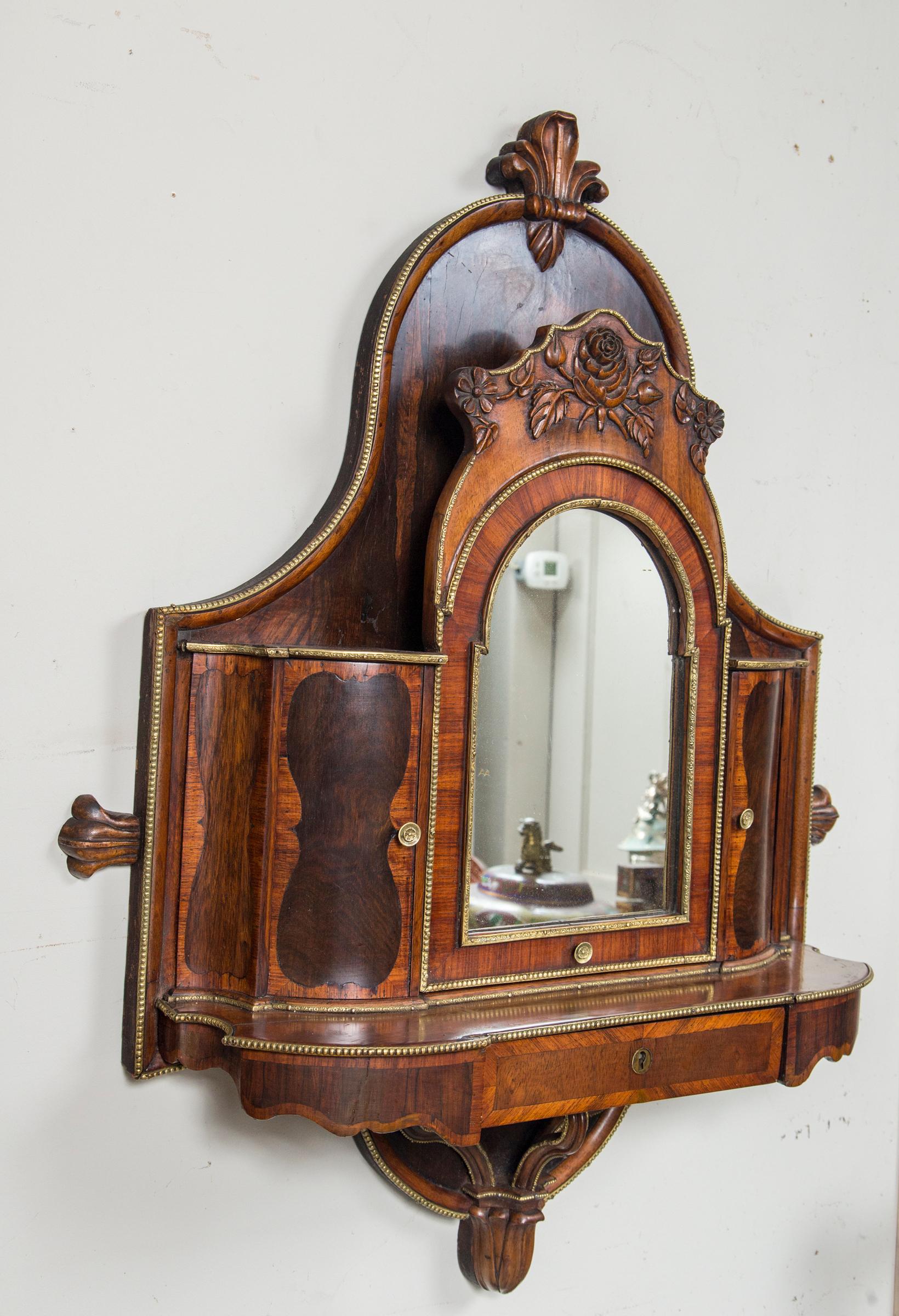 English Regency Rosewood Hanging  Shaving  Mirror For Sale 2