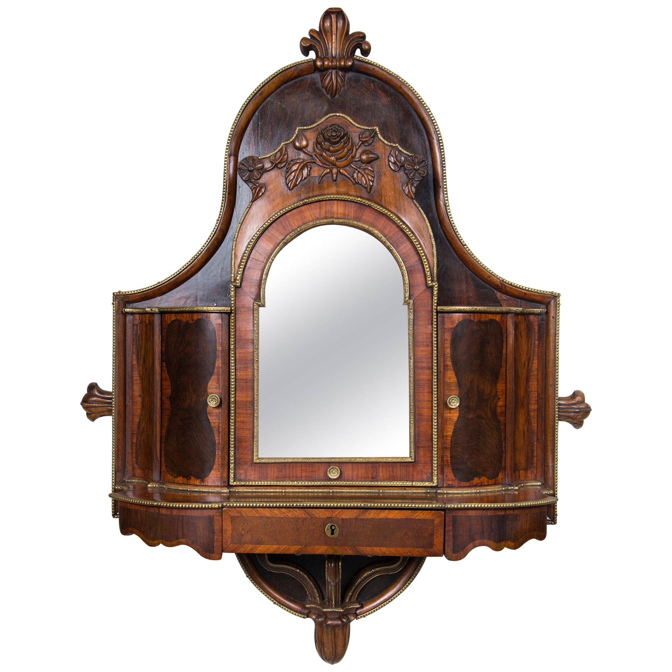 English Regency Rosewood Hanging  Shaving  Mirror For Sale