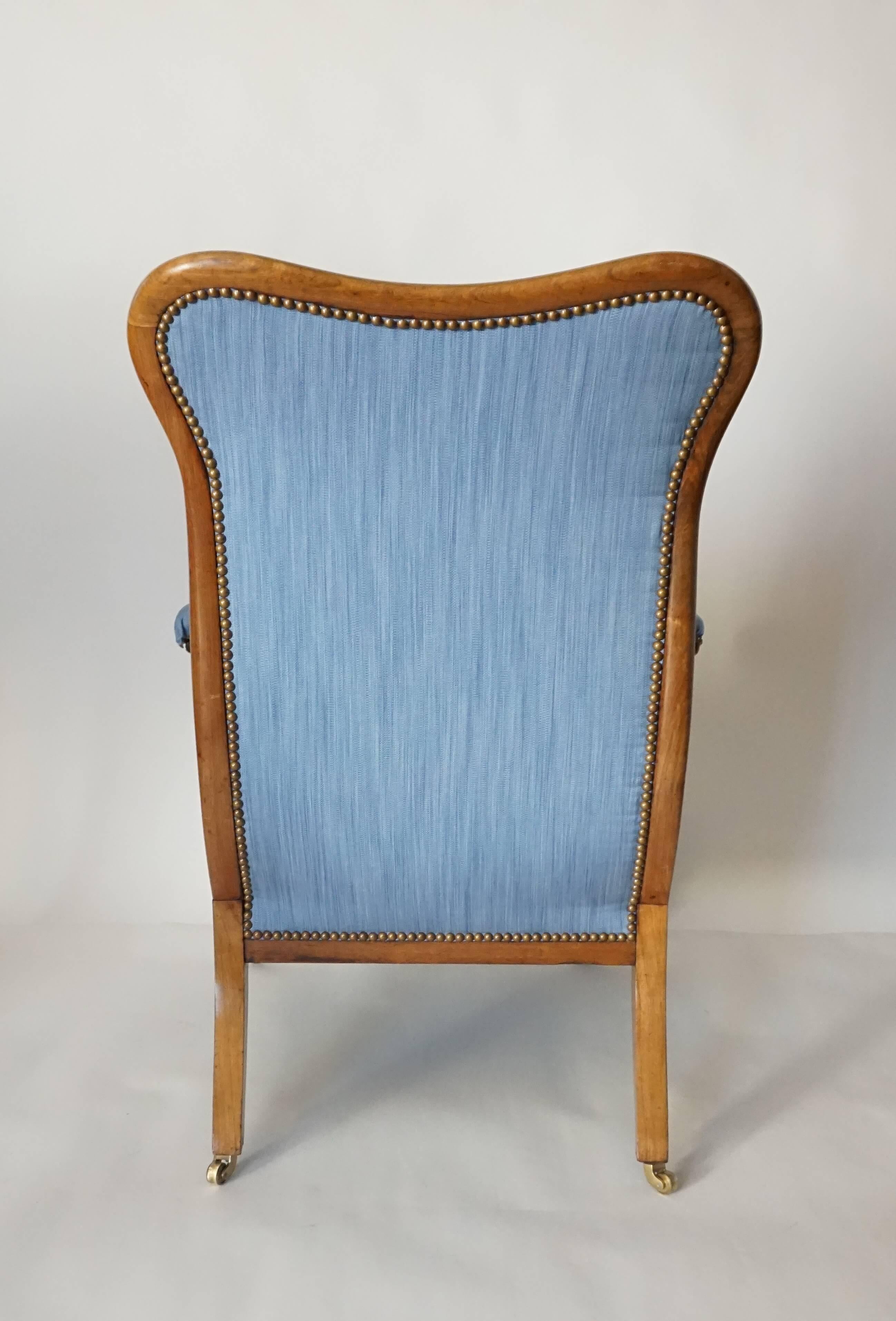 19th Century English Regency Solid Walnut Library Chair, circa 1840