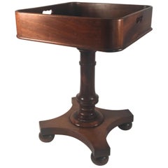 English Regency Rosewood Rolling Butler Tray Top Side Table Wine Serving Stand