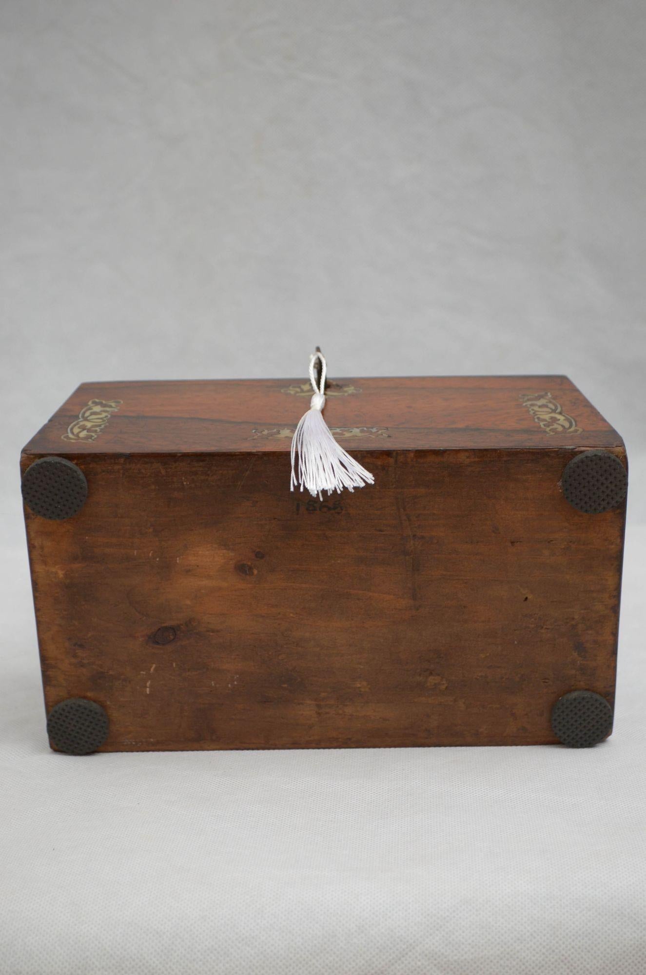 English Regency Rosewood Sarcophagus Jewellery Box For Sale 5