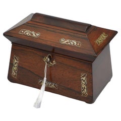 Antique English Regency Rosewood Sarcophagus Jewellery Box