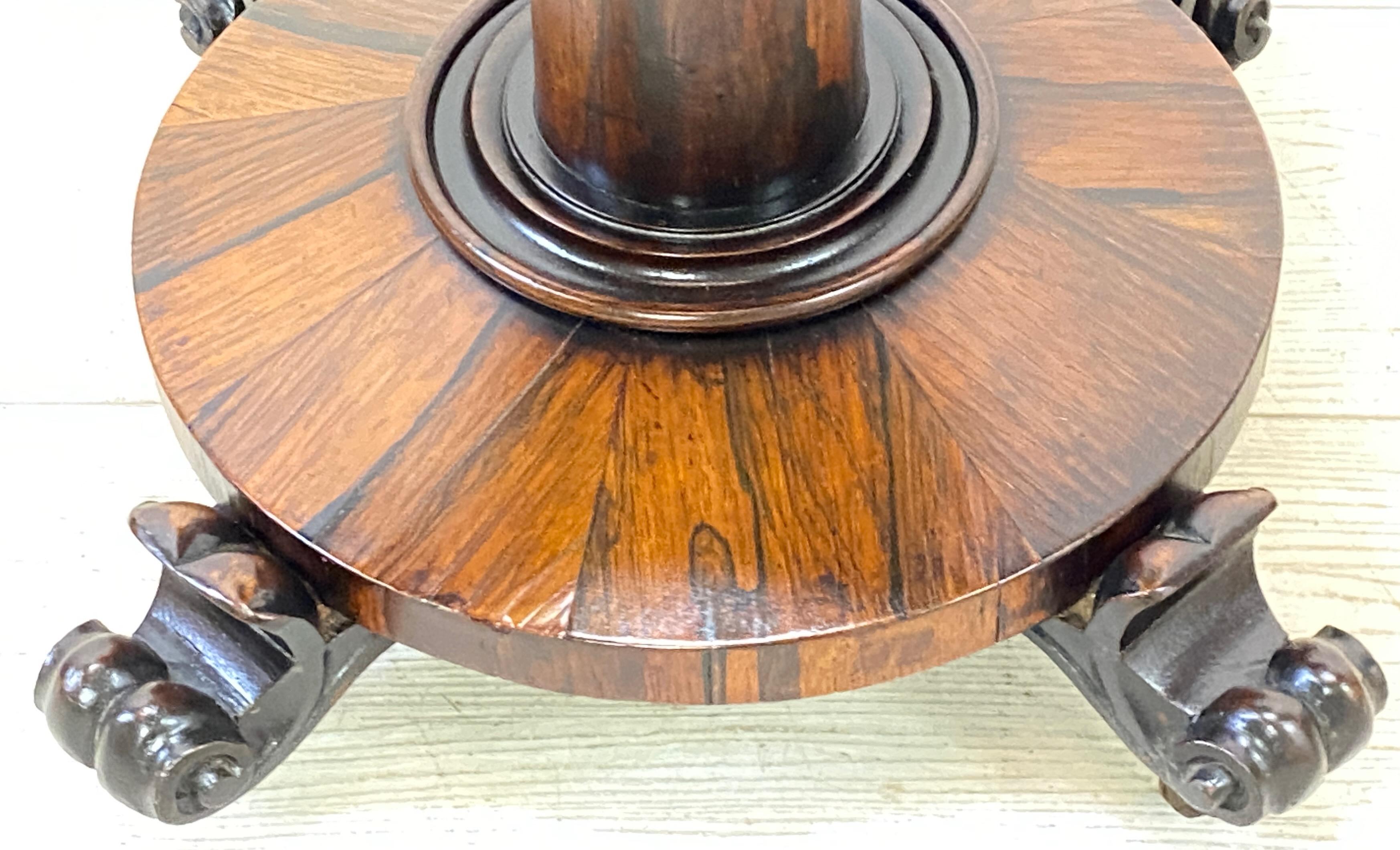 19th Century English Regency Rosewood Sewing / Knitting Side Table circa 1830 For Sale