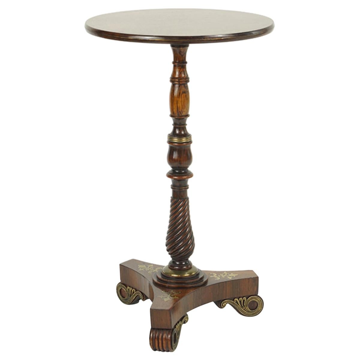 English Regency Rosewood Side Table with Brass Inlay and Mount's, Great Color