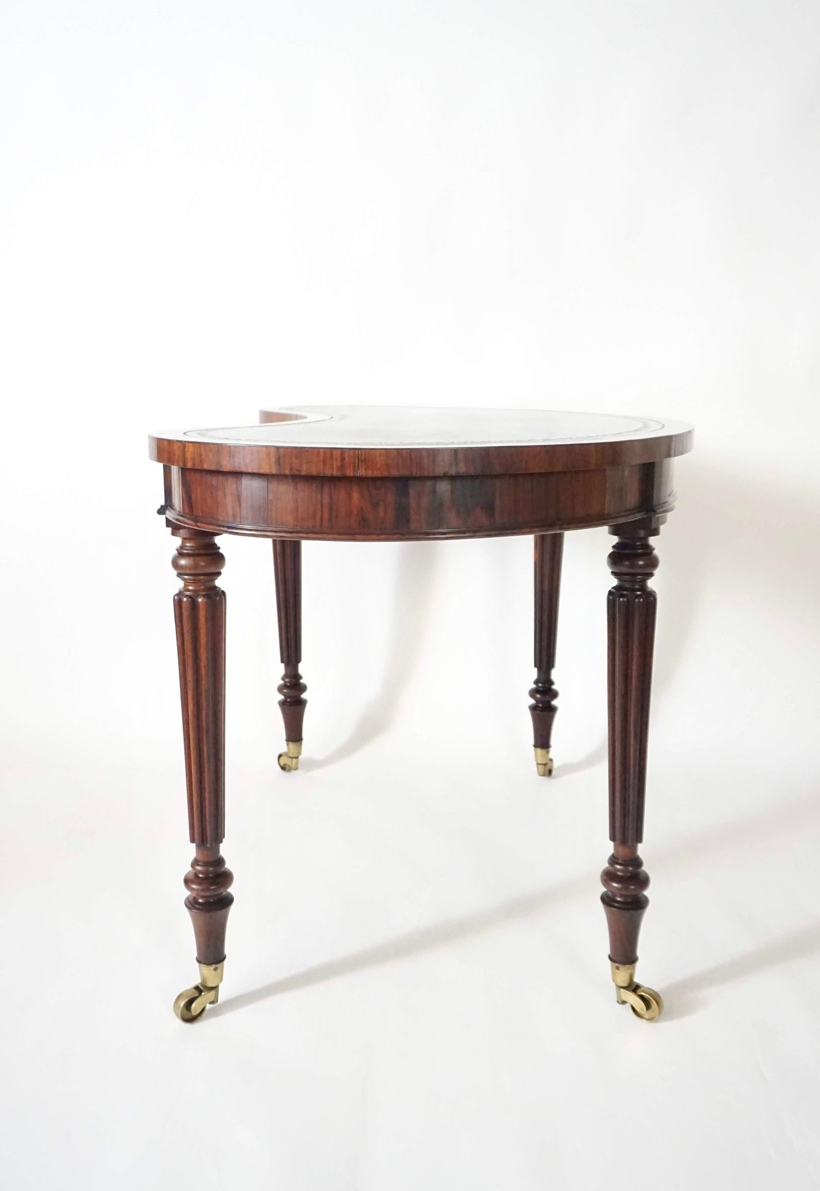 English Regency Rosewood Writing Table of Kidney Form by Gillows, circa 1815 3