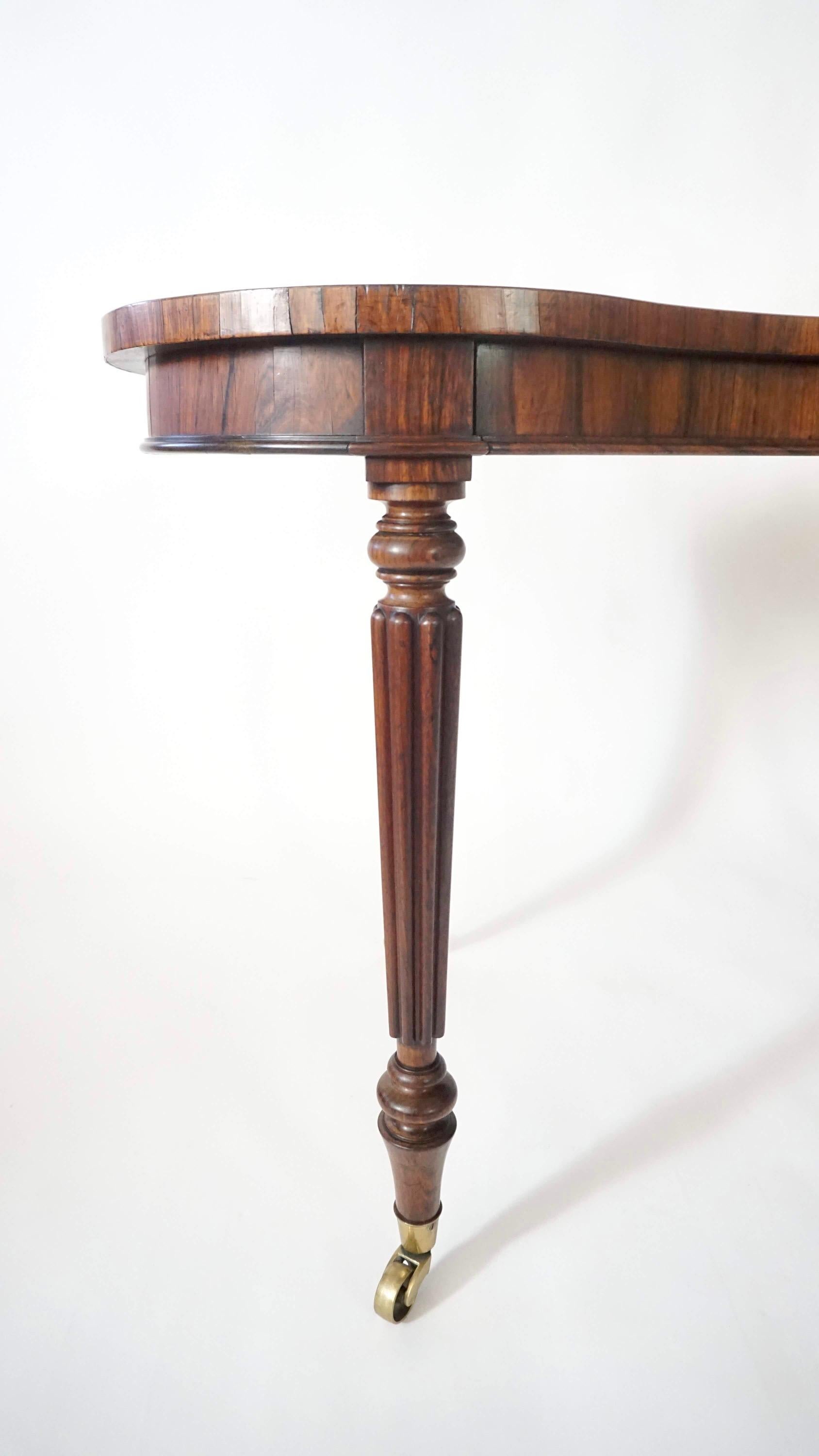 English Regency Rosewood Writing Table of Kidney Form by Gillows, circa 1815 4