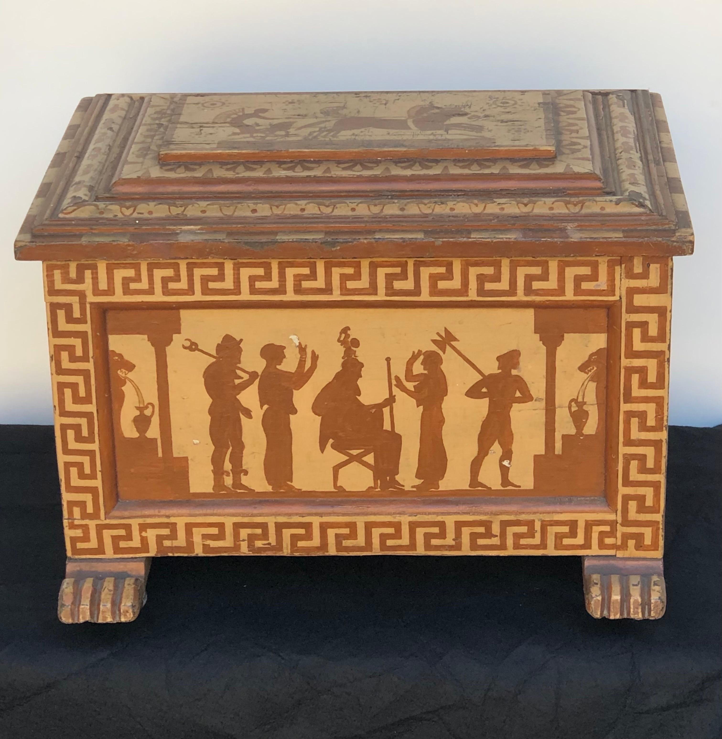 Hand-Crafted English Regency Sarcophagus Egyptian Revival Kindling Box