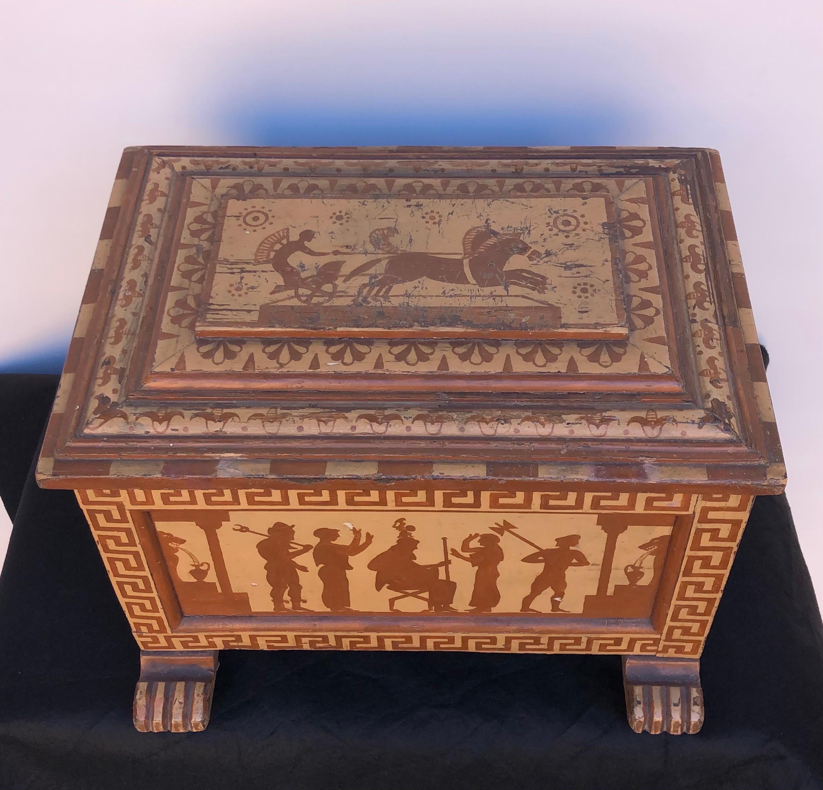 English Regency Sarcophagus Egyptian Revival Kindling Box In Good Condition In Charleston, SC