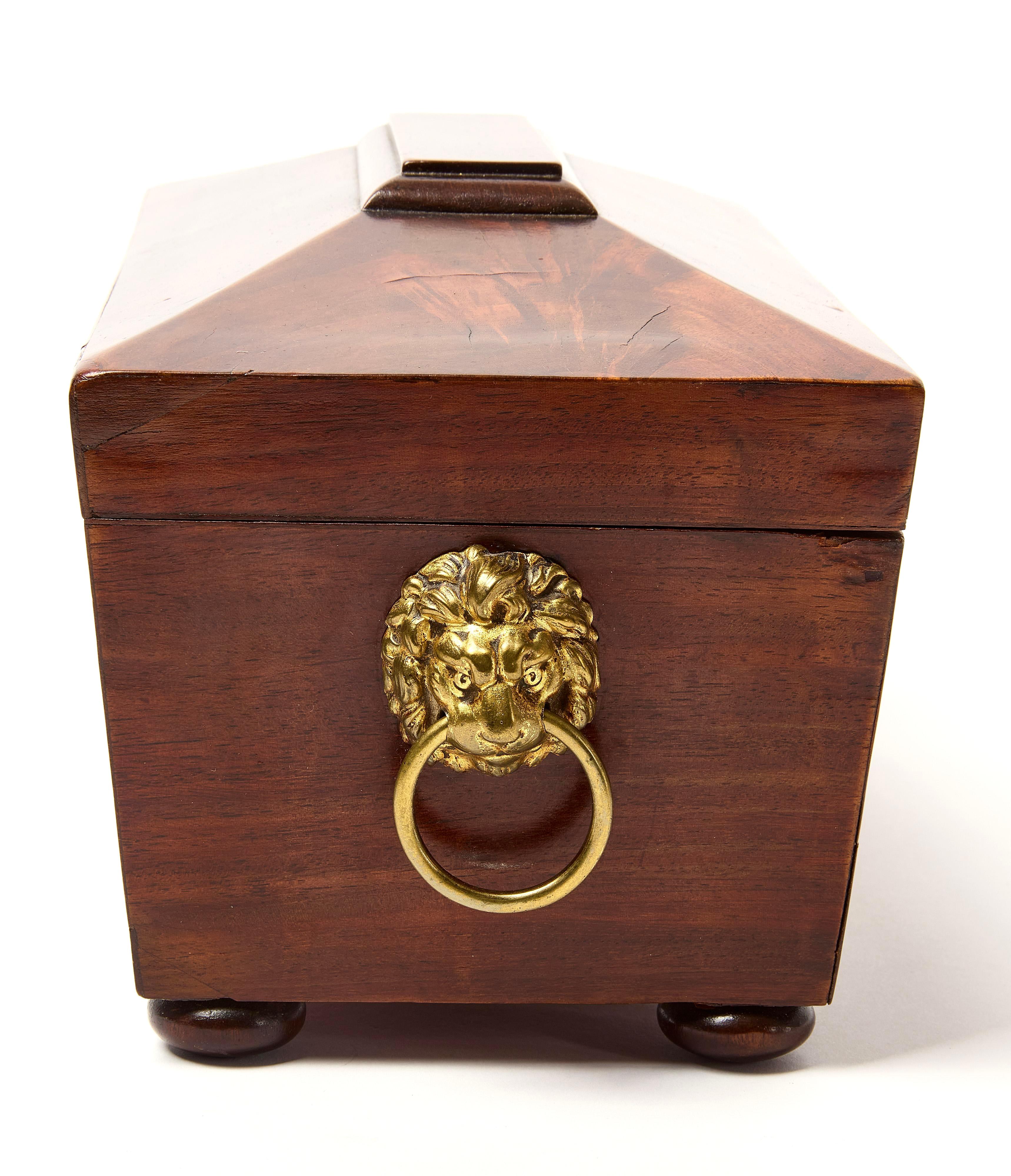 Boîte à thé de style English Regency en forme de sarcophage Bon état - En vente à Bradenton, FL