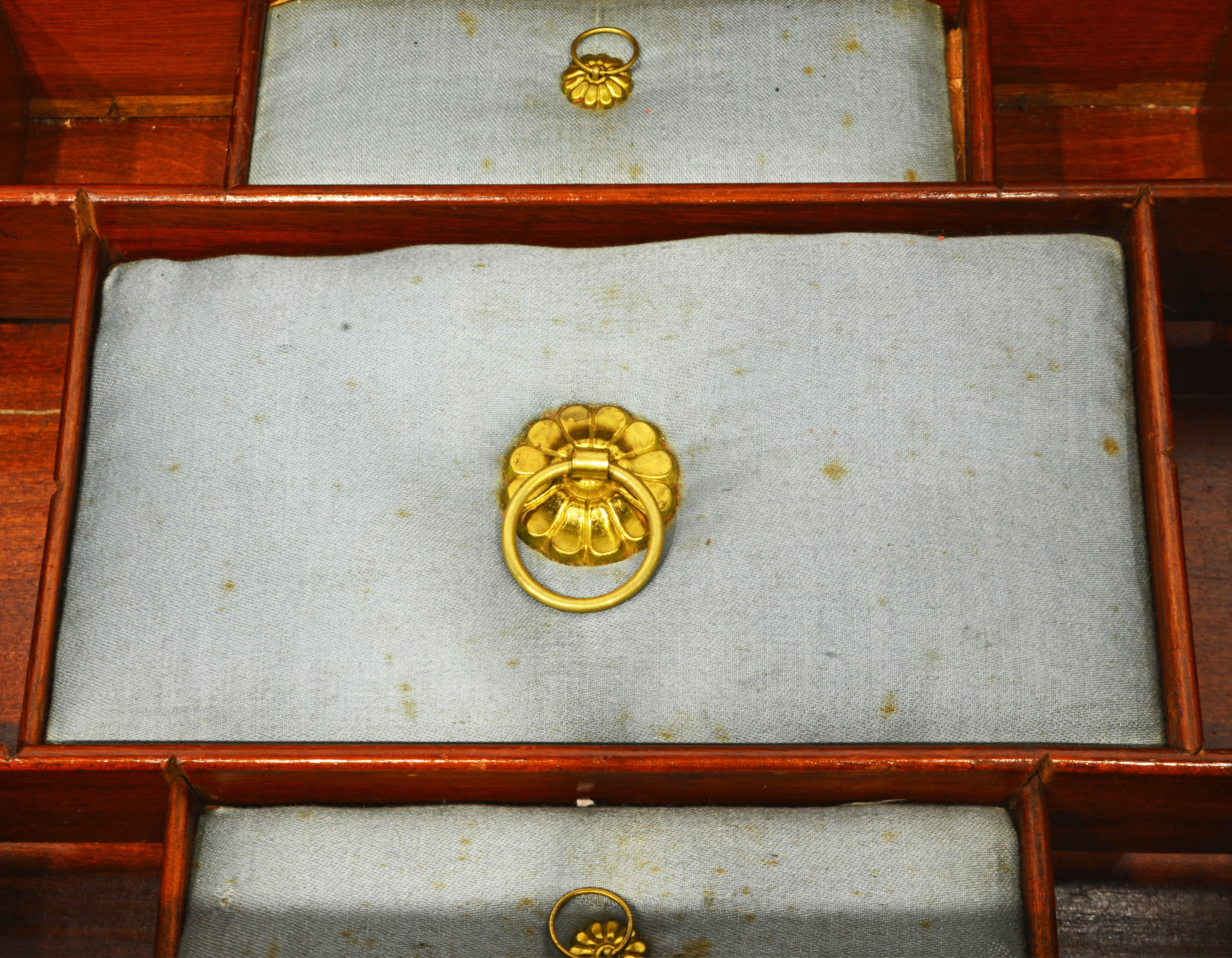 English Regency Satinwood and Mahogany Table Box with Fitted Interior Circa 1820 6