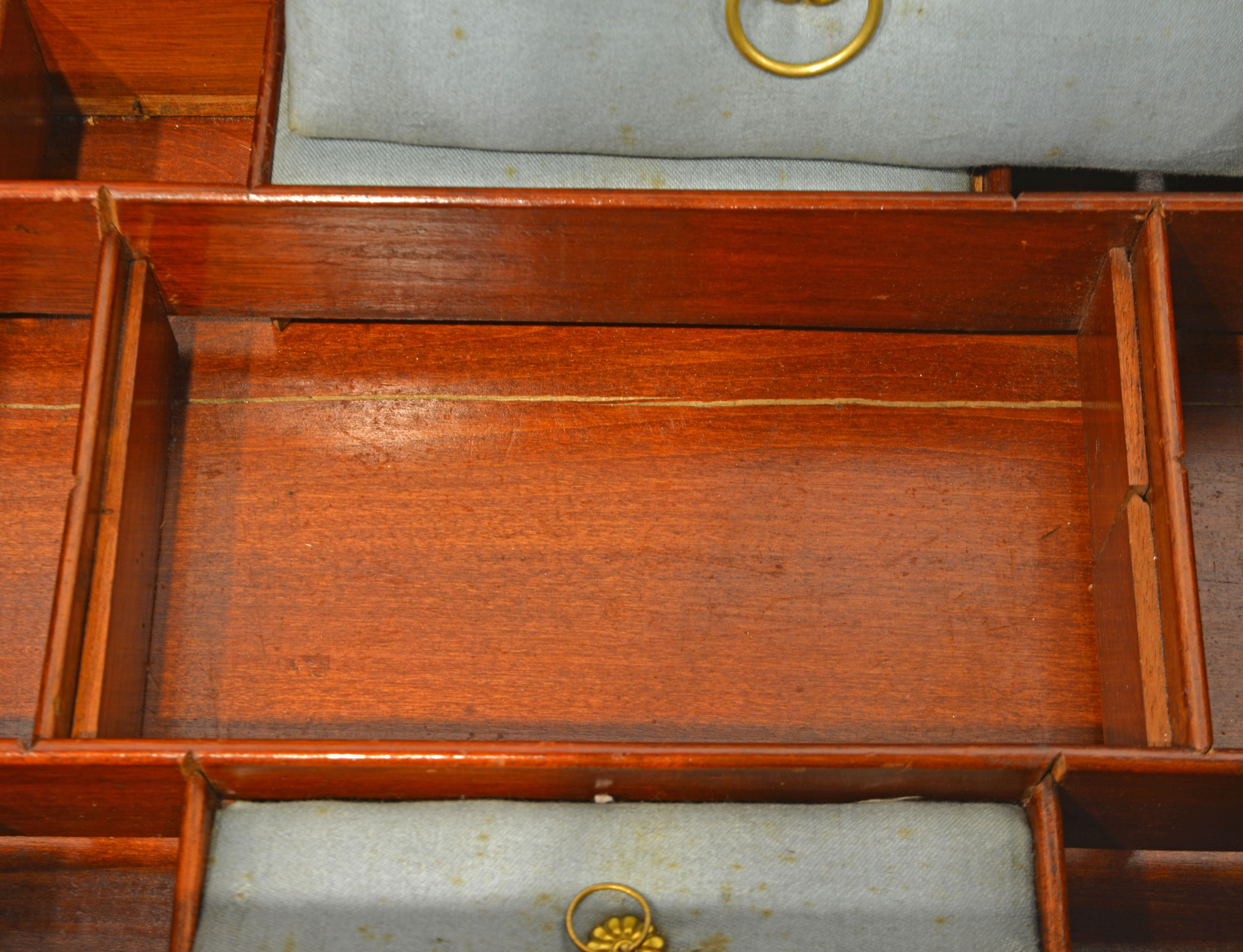 English Regency Satinwood and Mahogany Table Box with Fitted Interior Circa 1820 7