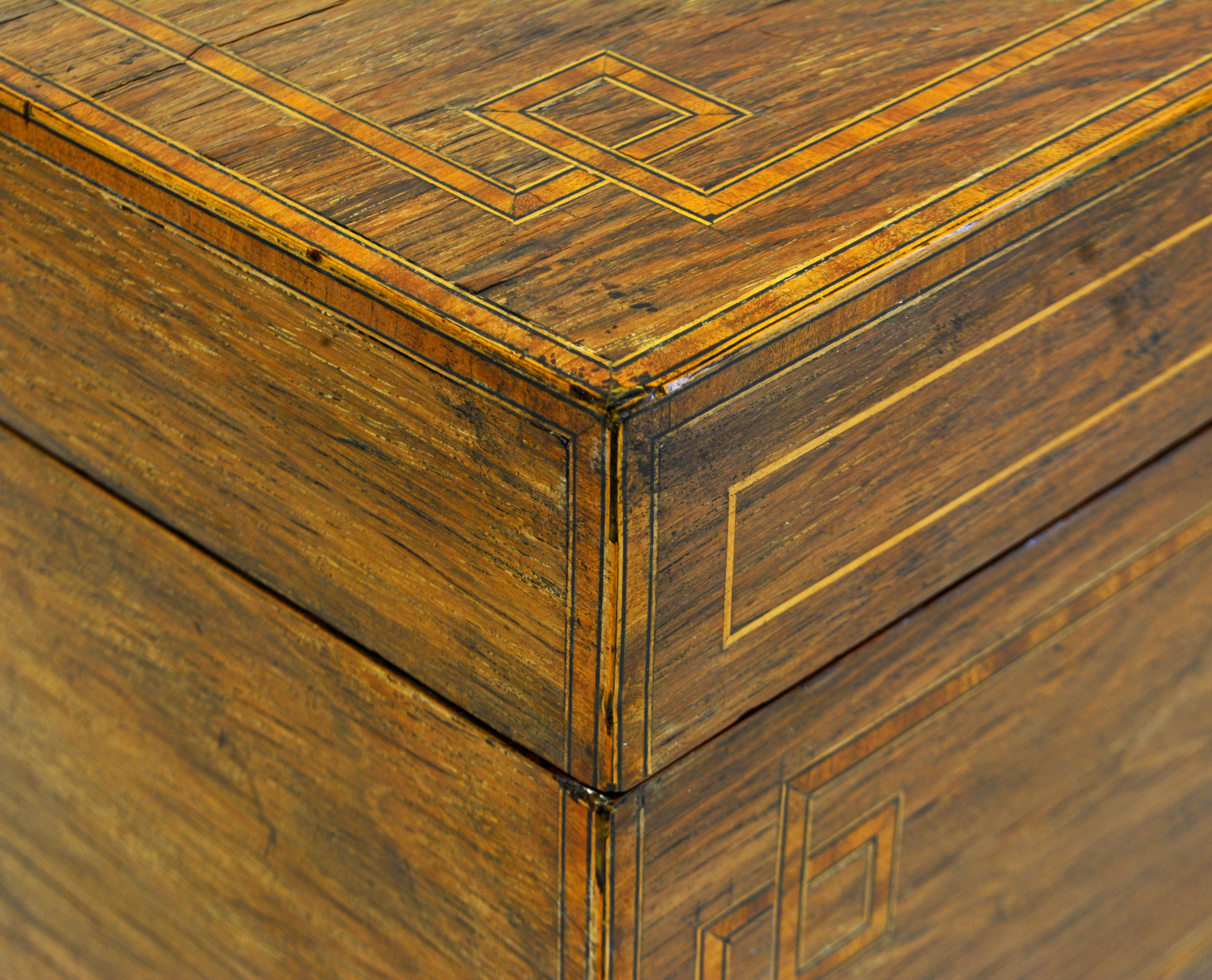 English Regency Satinwood and Mahogany Table Box with Fitted Interior Circa 1820 2