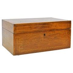 English Regency Satinwood and Mahogany Table Box with Fitted Interior Circa 1820