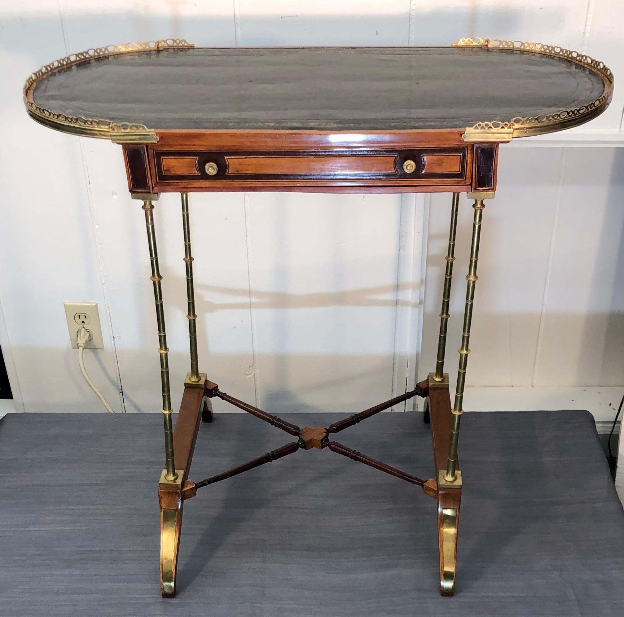 French Signed Adam Weisweiler Neoclassical Table With Faux Bamboo Columns, 18th Century
