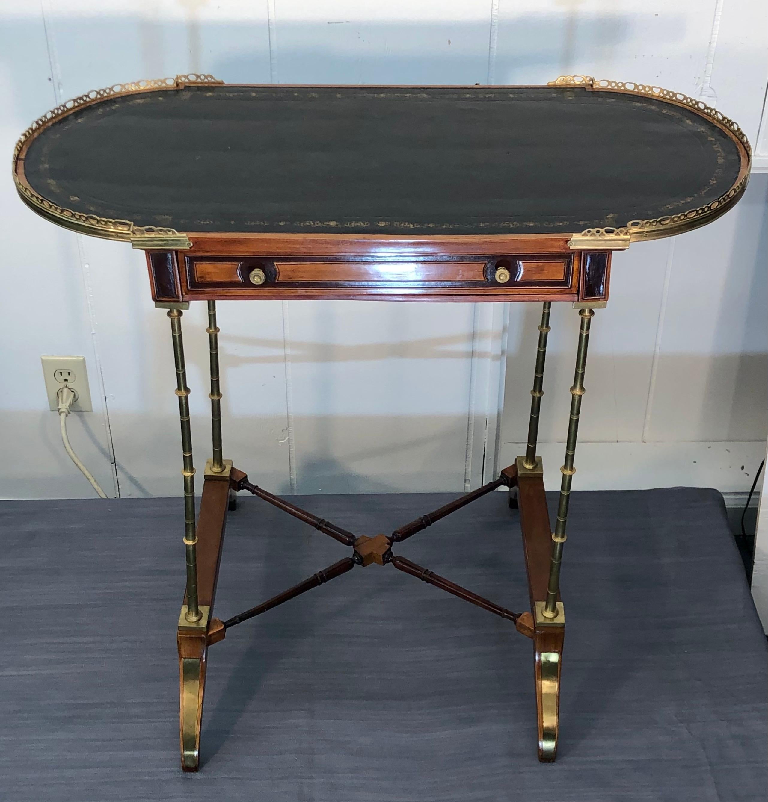 Signed Adam Weisweiler Neoclassical Table With Faux Bamboo Columns, 18th Century In Good Condition In Charleston, SC