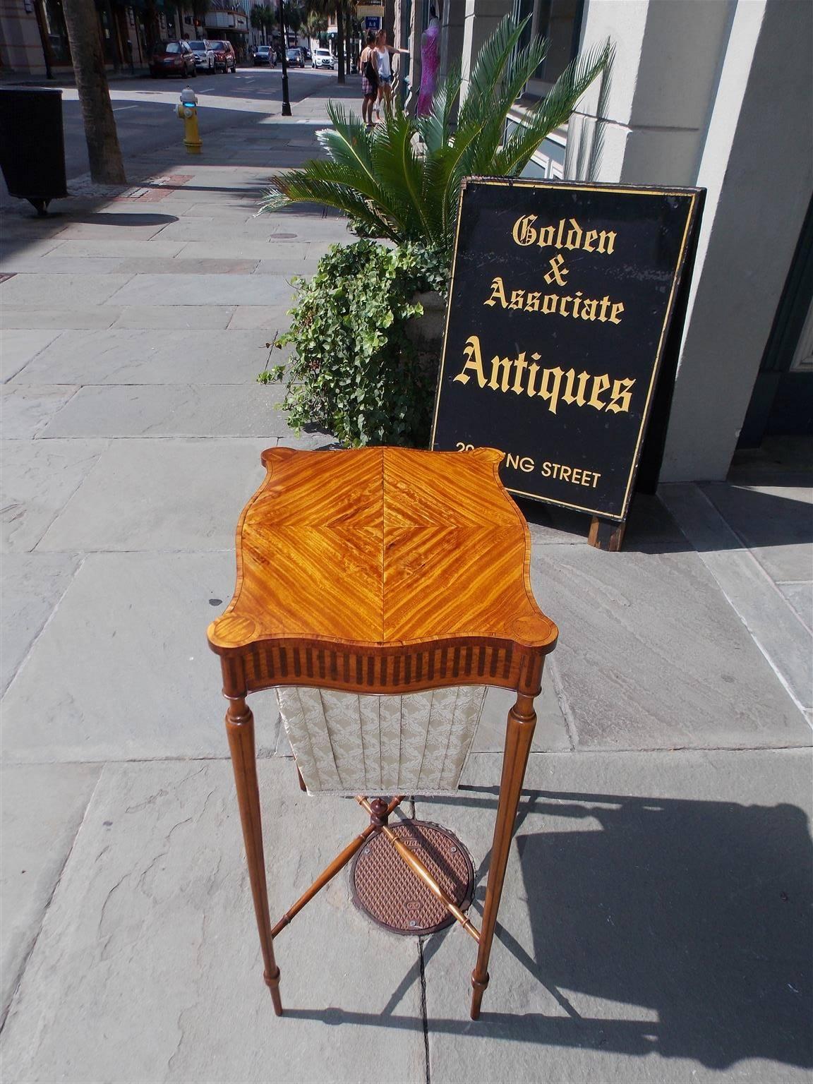 English Regency Satinwood Outset Corner Hinged Sewing Stand, Circa 1800 For Sale 4