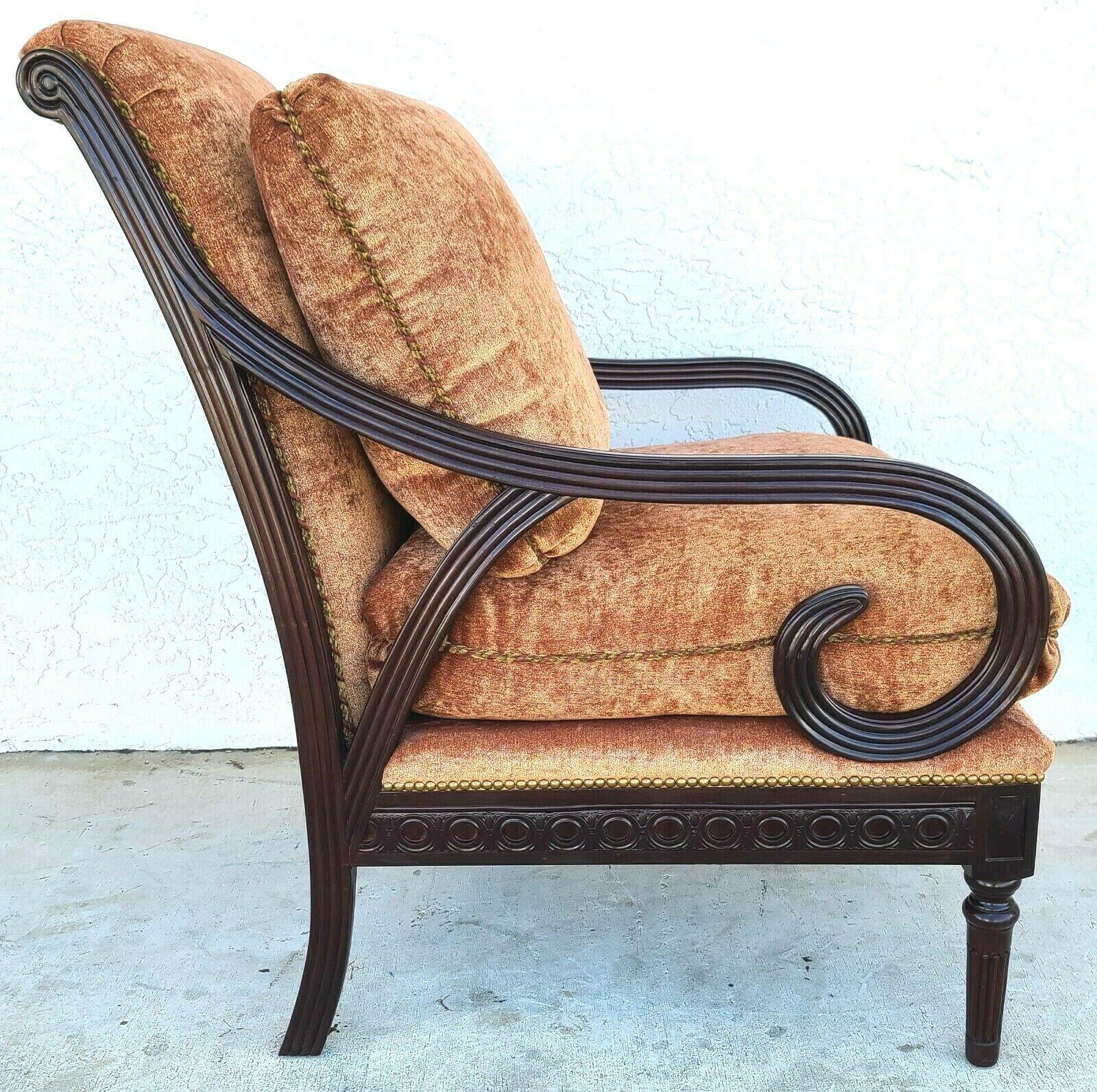 American English Regency Scroll Armchair by Classics Furniture of North Carolina For Sale