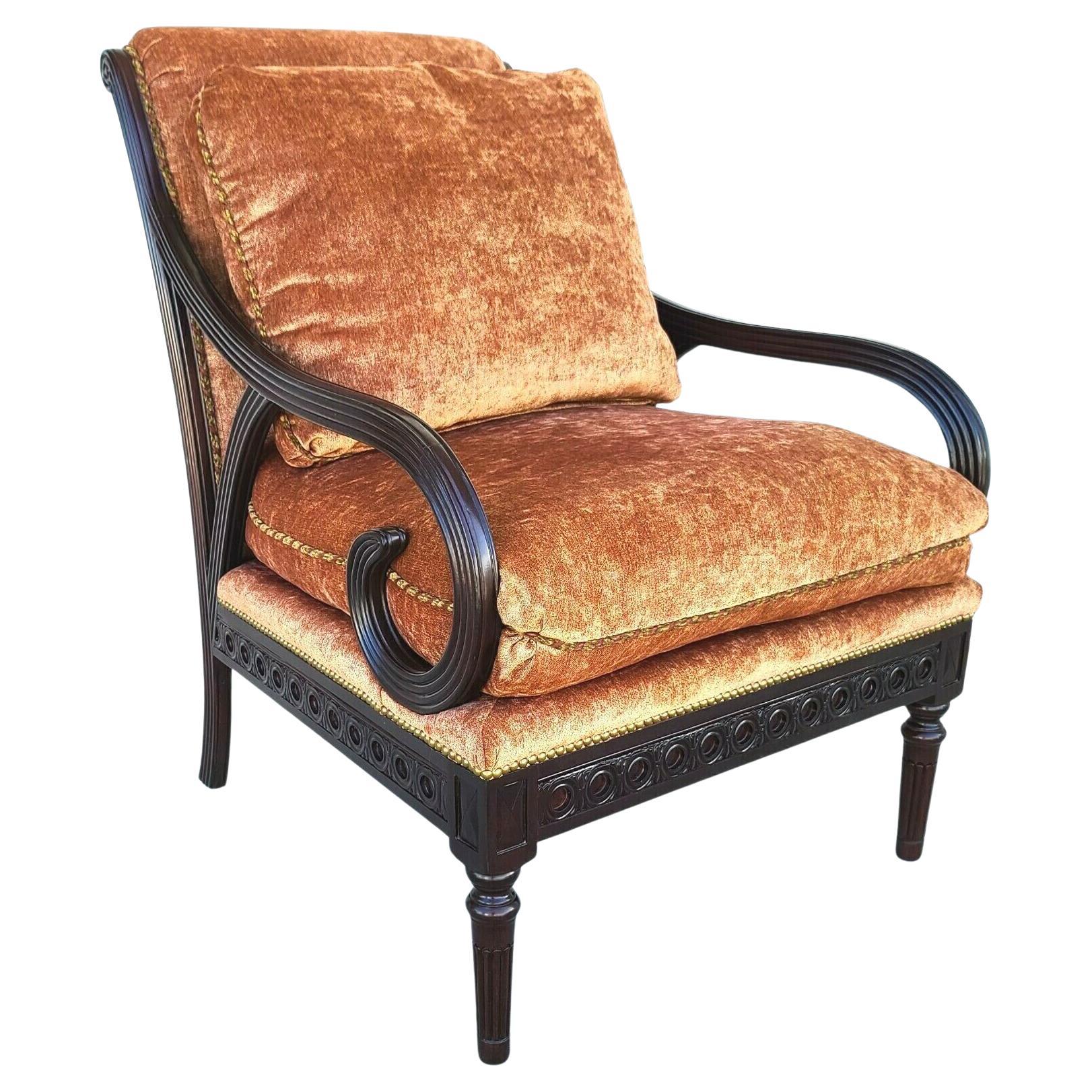 English Regency Scroll Armchair by Classics Furniture of North Carolina For Sale