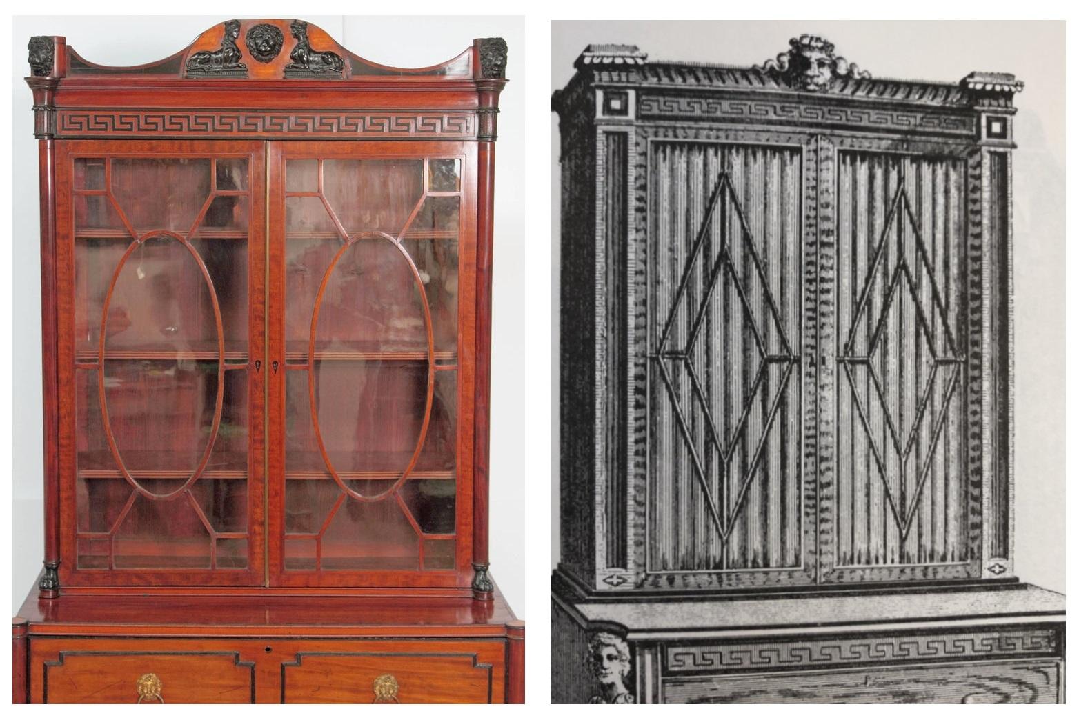 English Regency Sheraton-Style Secretary and Bookcase In Good Condition For Sale In Dallas, TX
