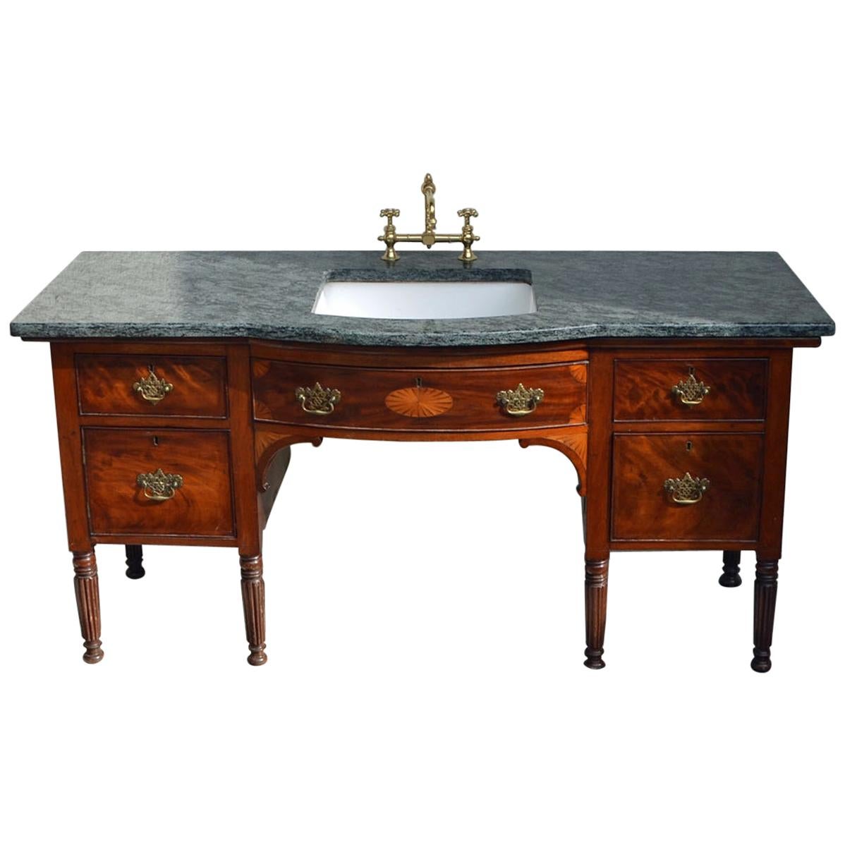 English Regency Sideboard in Mahogany from the 1830s, Converted to a Washstand