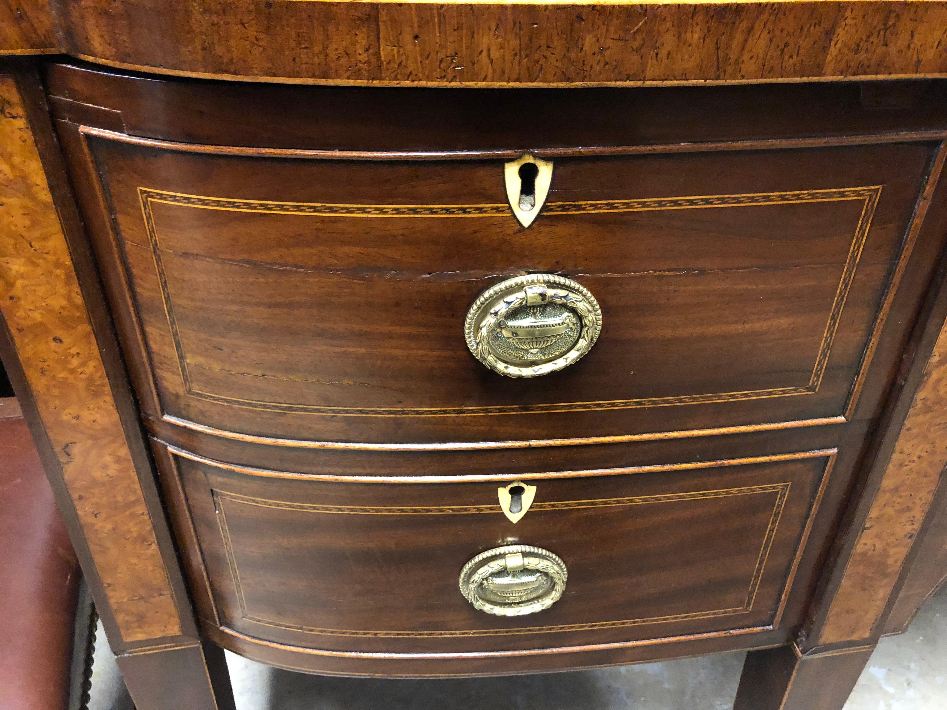 19th Century English Regency Sideboard with Fine Inlays, Escutechons, and Banded Top