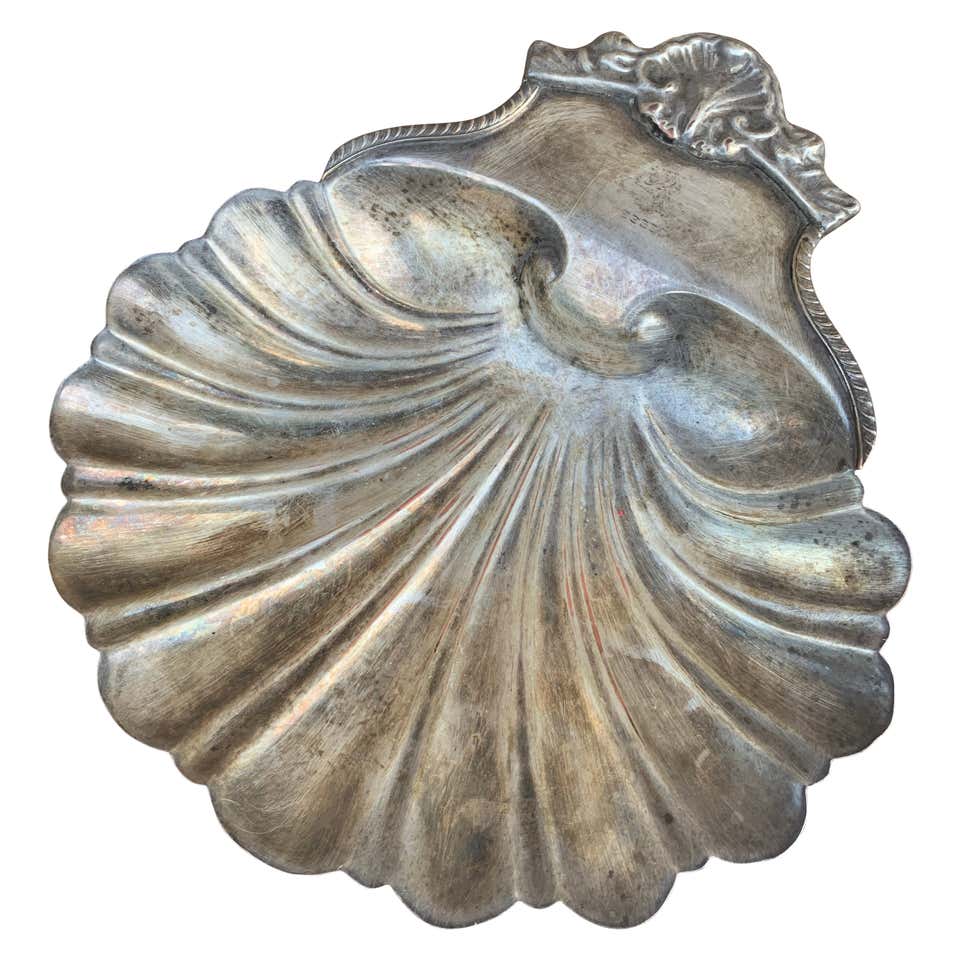 Silverplate Shell Leonard Silverplate Clam Shell Form Silver Plated Hinged Warmer with ...