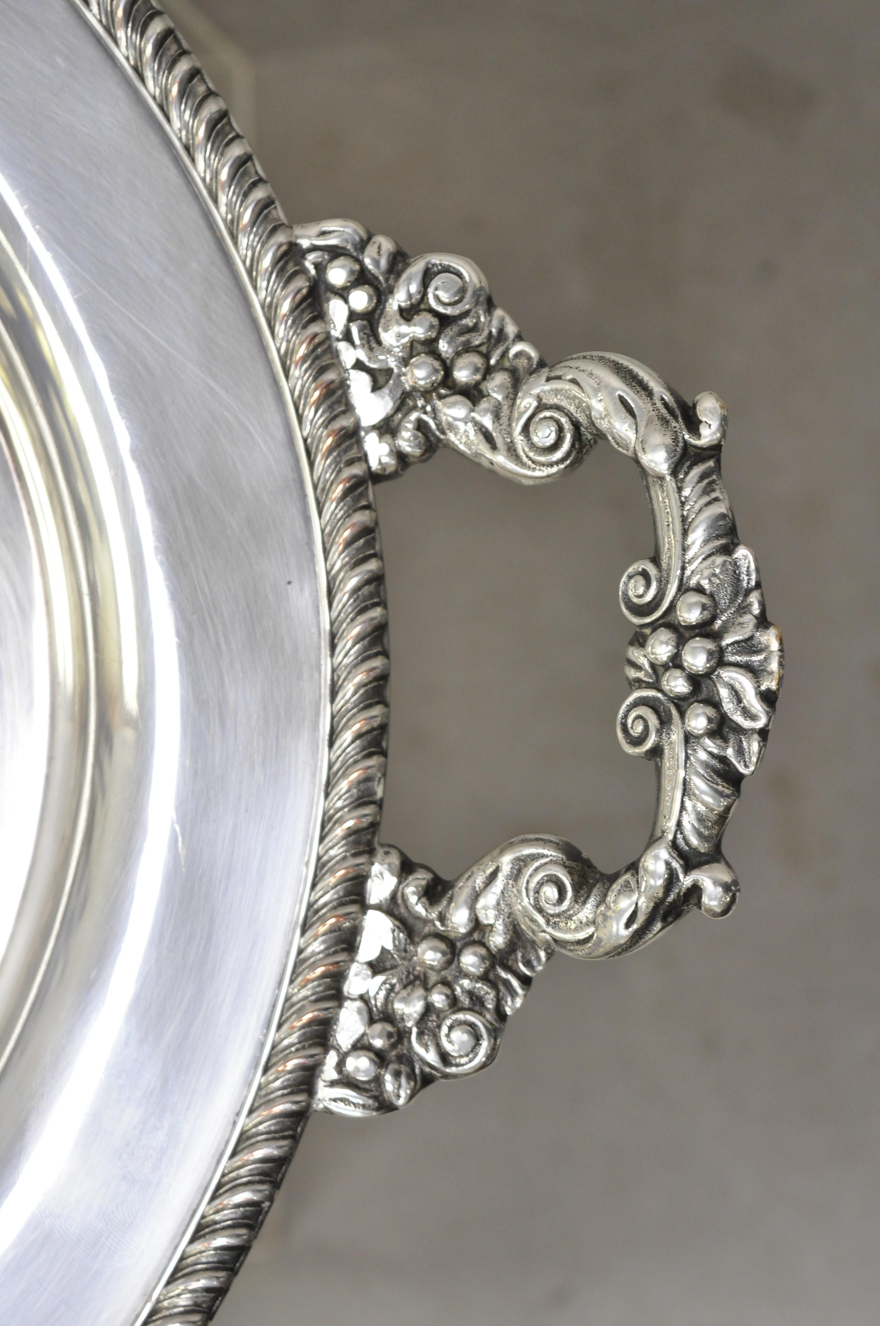English Regency Silver Plate Oval Serving Platter Tray Handles by Victorian 4