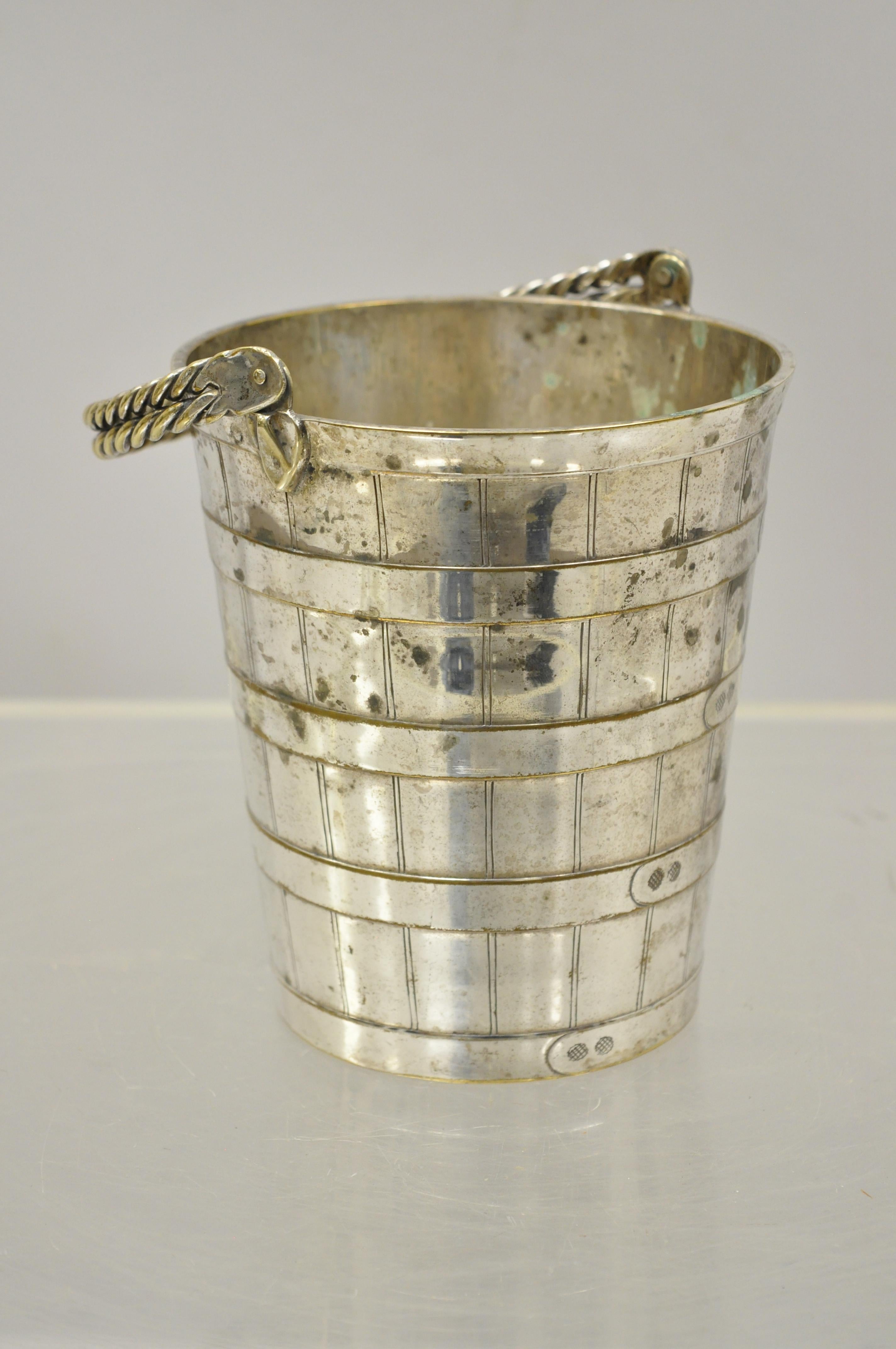 English Regency Silver Plate Woven Basketware Small Ice Bucket Wine Chiller 6