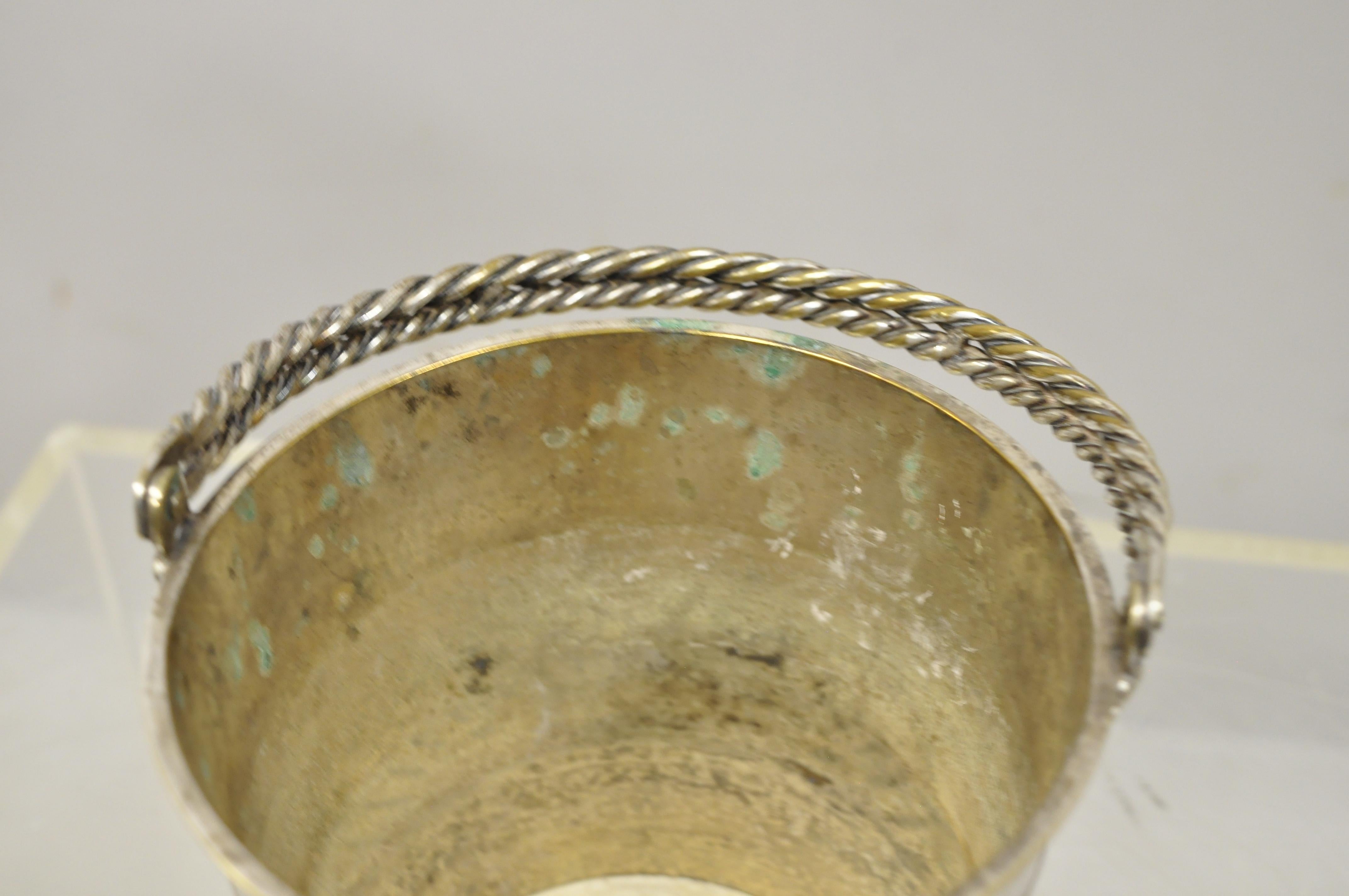 English Regency Silver Plate Woven Basketware Small Ice Bucket Wine Chiller 2