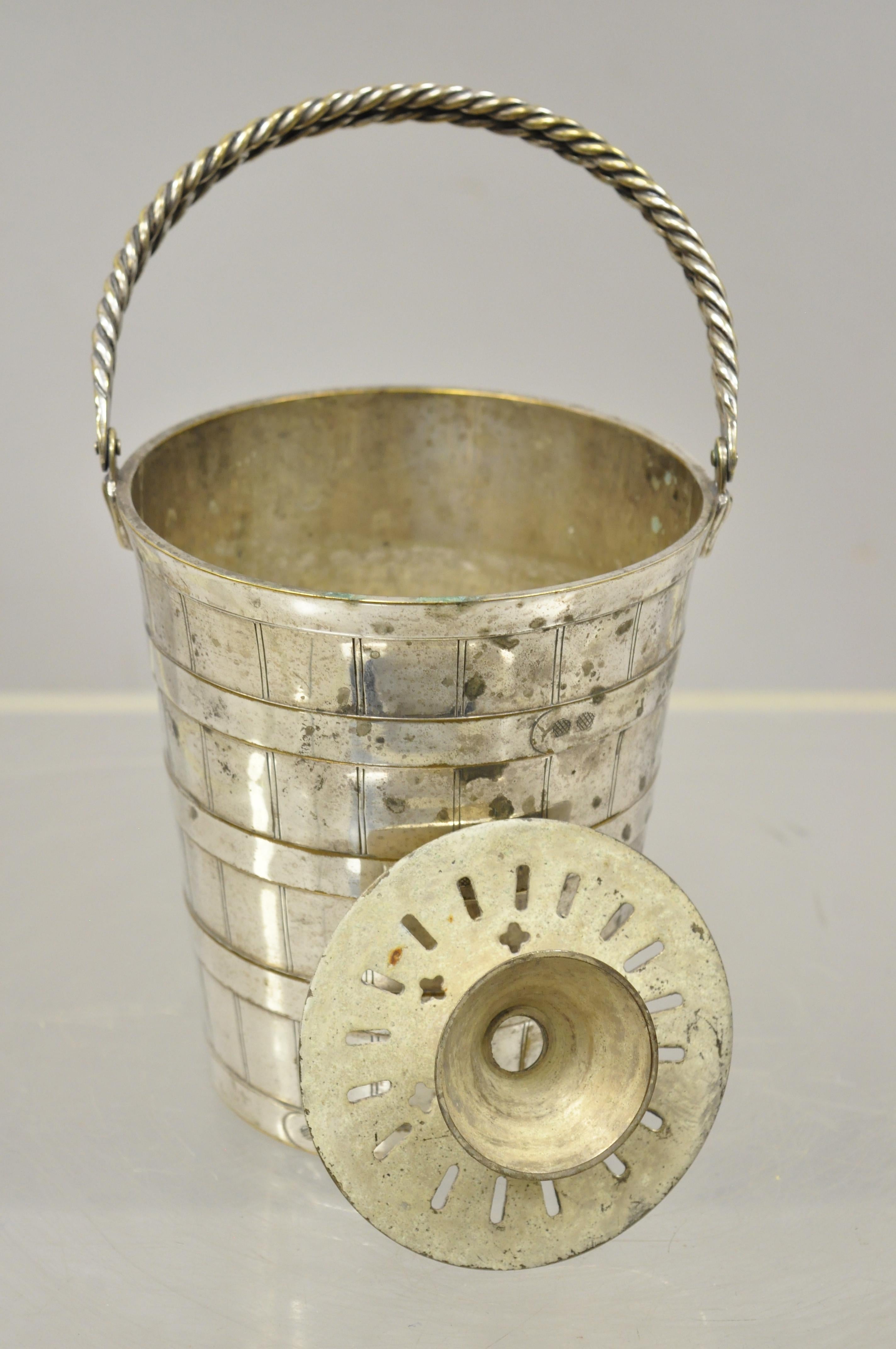 English Regency Silver Plate Woven Basketware Small Ice Bucket Wine Chiller 5