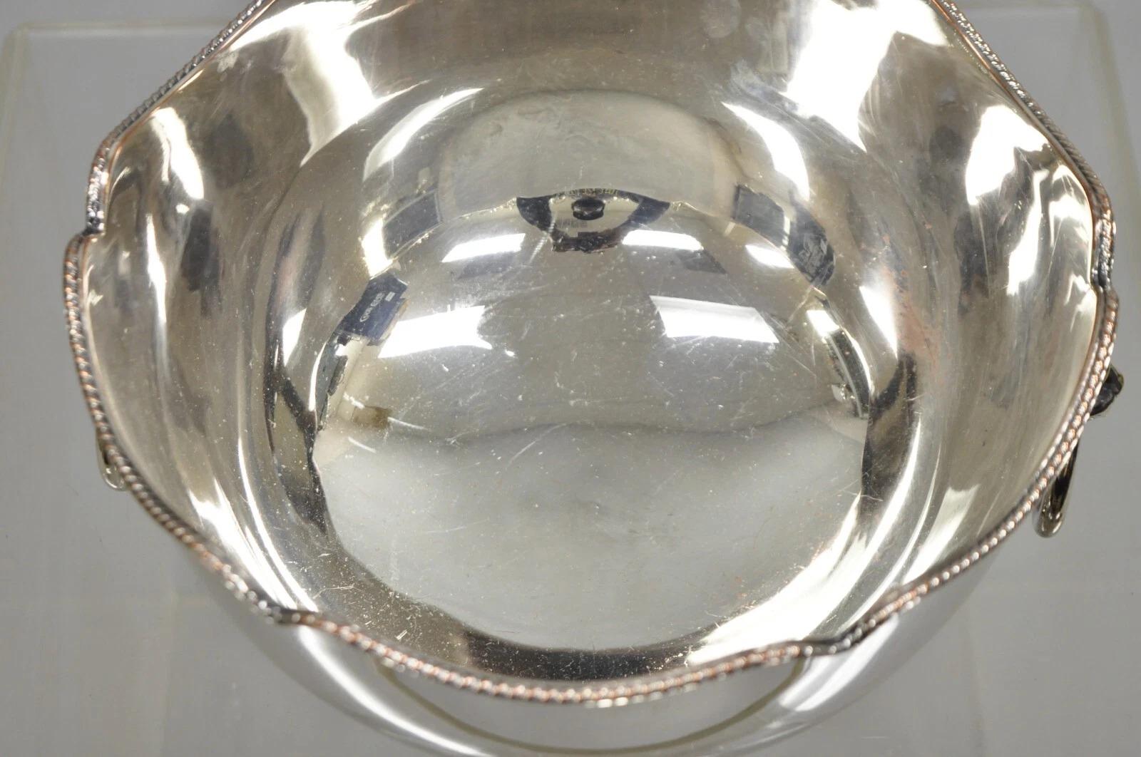 20th Century English Regency Silver Plated Lion Handle Small Punch Bowl Champagne Ice Bucket