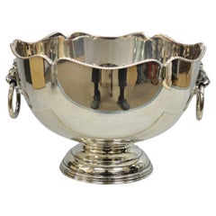 English Regency Silver Plated Lion Handle Small Punch Bowl Champagne Ice Bucket