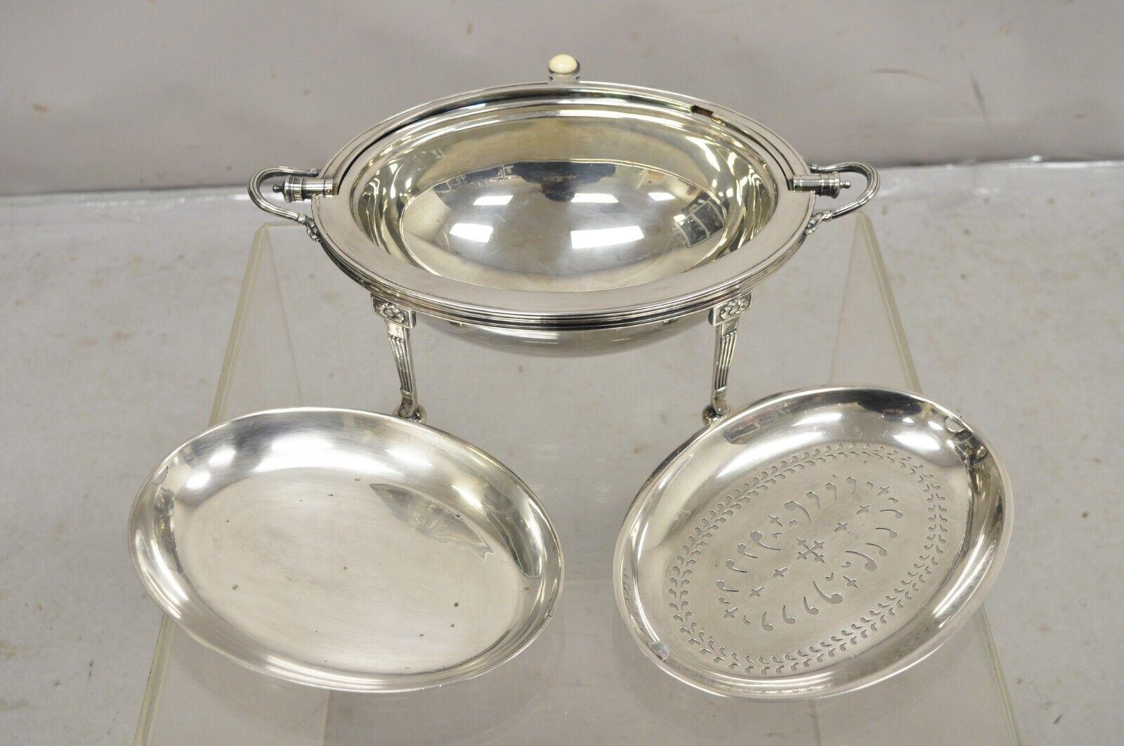 English Regency Silver Plated RF E & CO L Revolving Dome Chafing Dish Warmer In Good Condition For Sale In Philadelphia, PA