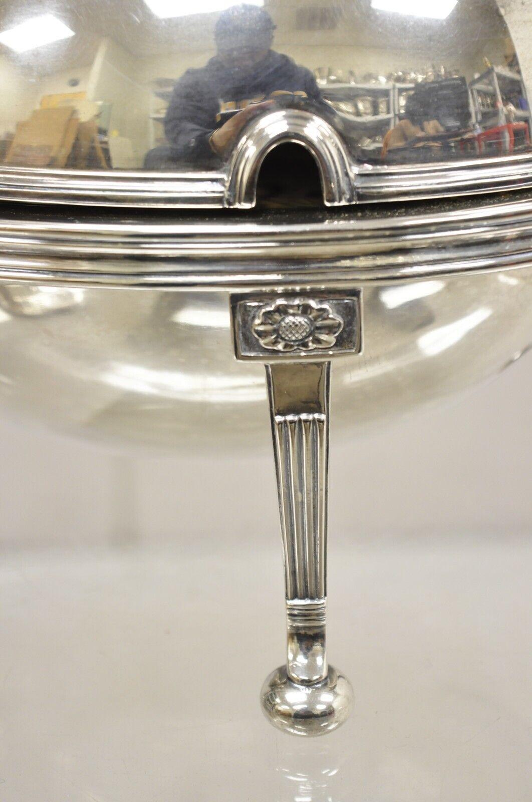 20th Century English Regency Silver Plated RF E & CO L Revolving Dome Chafing Dish Warmer For Sale