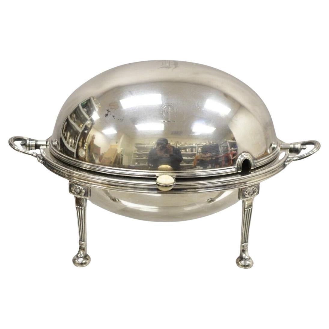 English Regency Silver Plated RF E & CO L Revolving Dome Chafing Dish Warmer For Sale