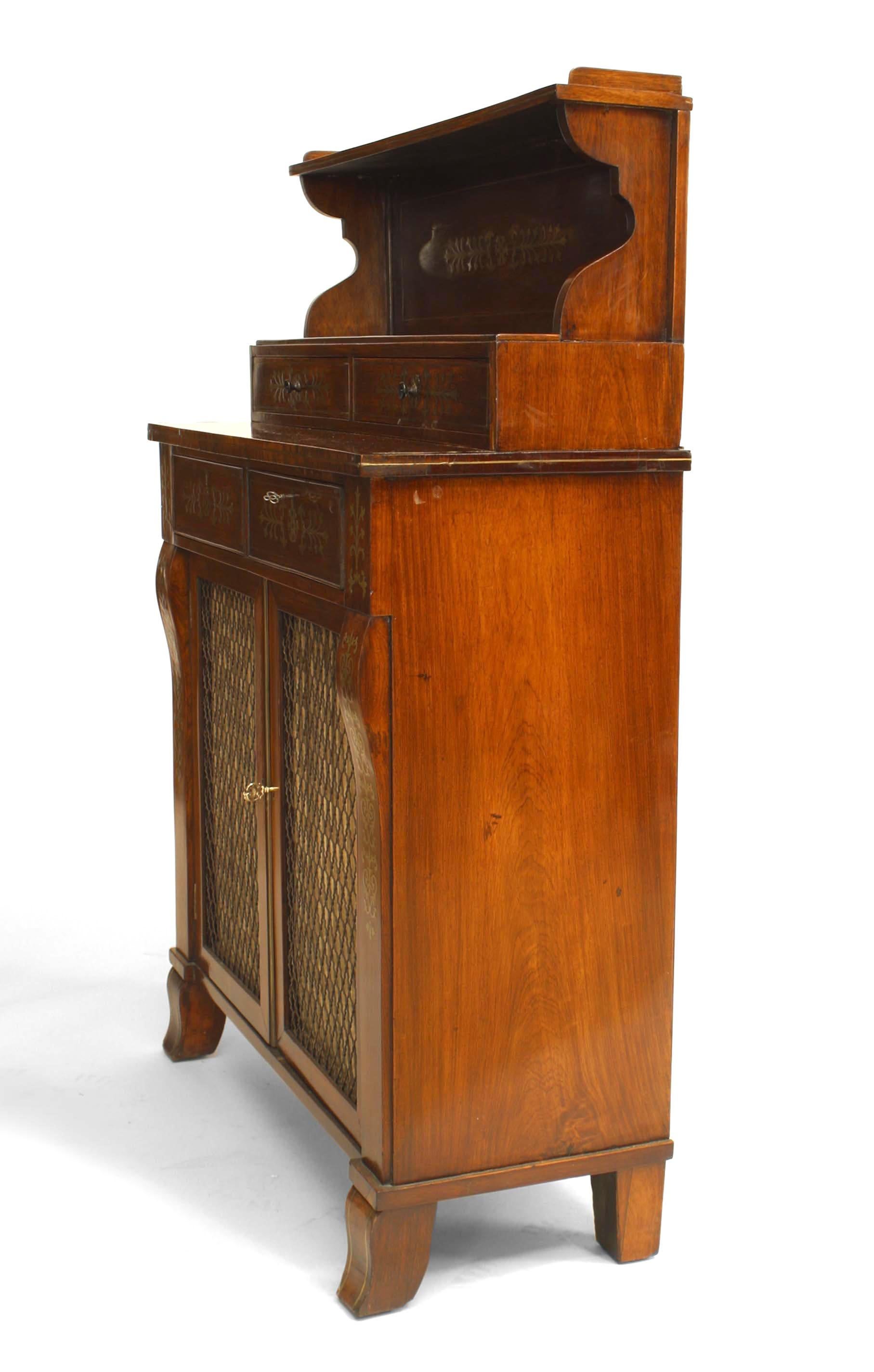 Britannico Credenza Regency in mogano e ottone intarsiato in vendita