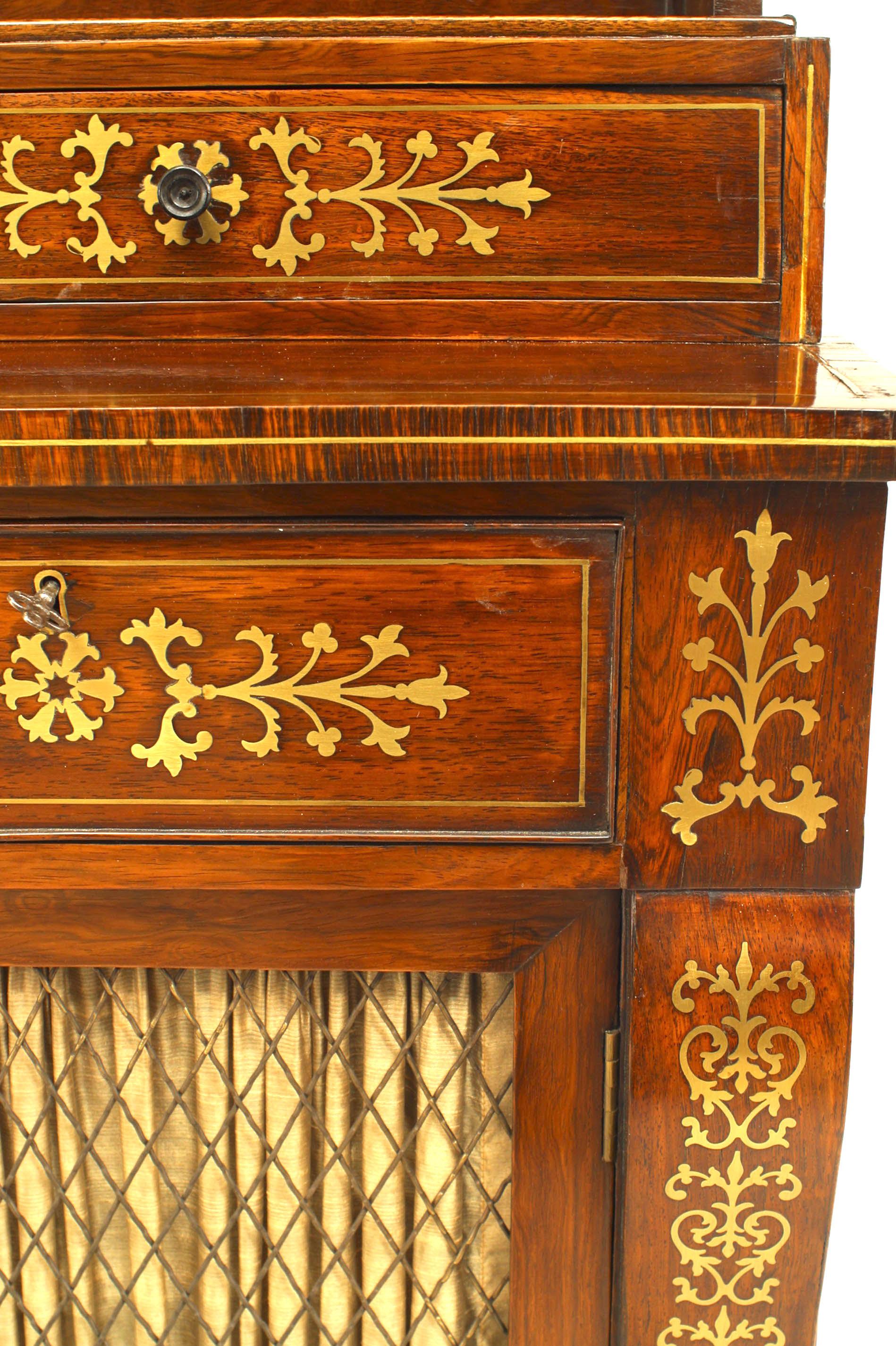 British Regency Mahogany and Brass Inlaid Sideboard For Sale