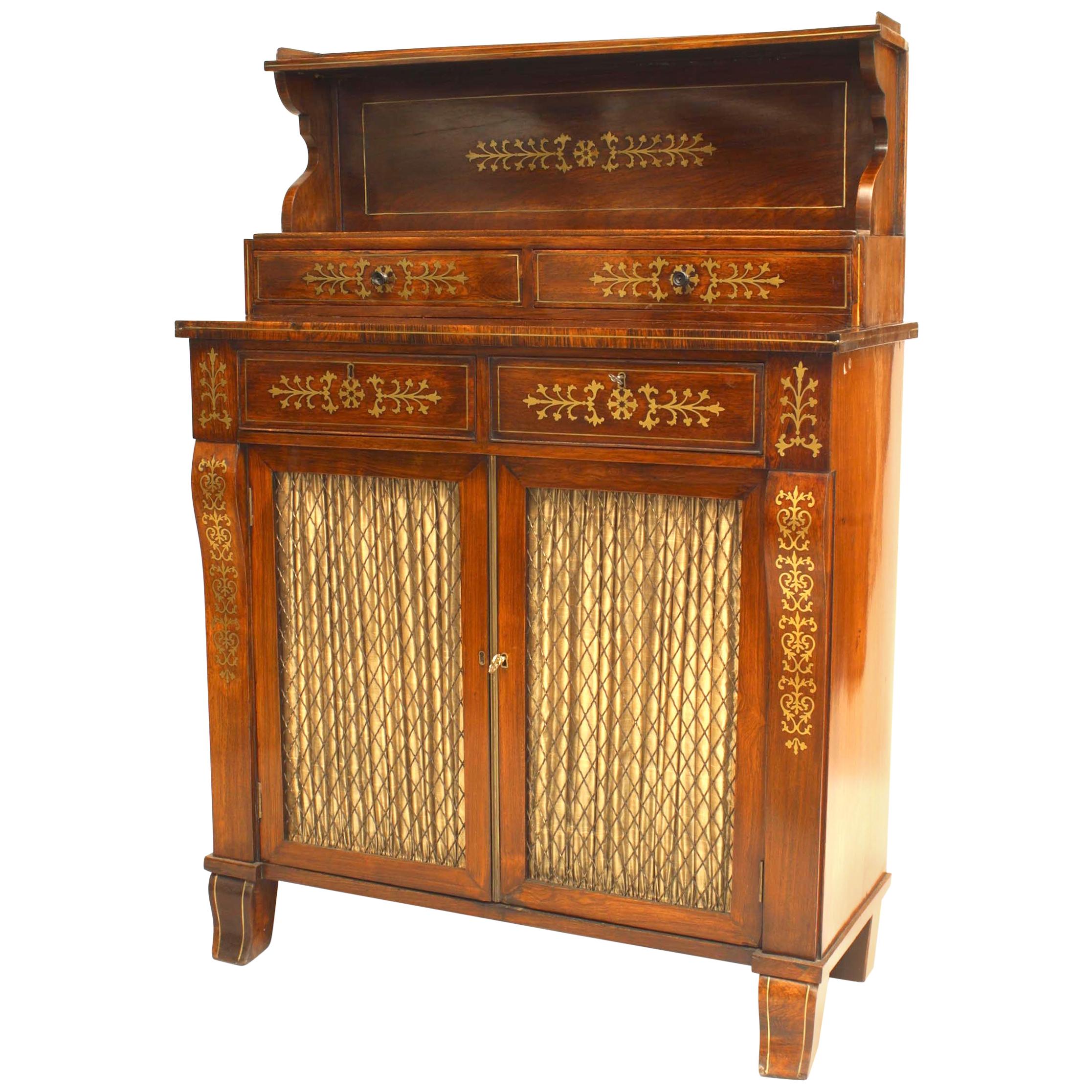 Regency Mahogany and Brass Inlaid Sideboard For Sale