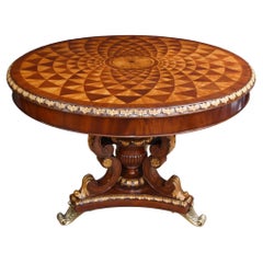 Retro English Regency Spyrograph Centre Table Round Dining Table