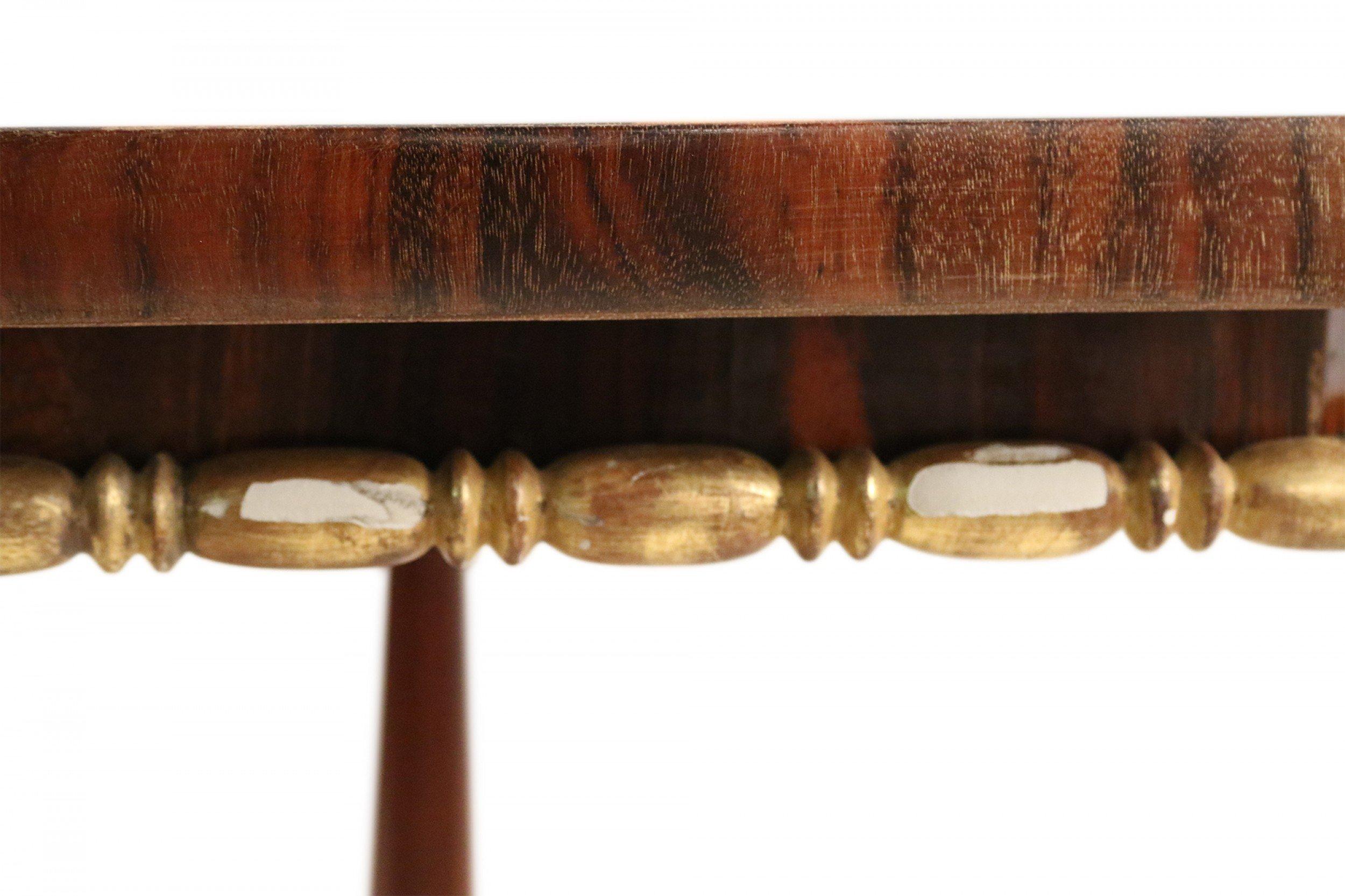 English Regency Square Canted Corner Walnut and Brass Trim Center Table In Good Condition For Sale In New York, NY