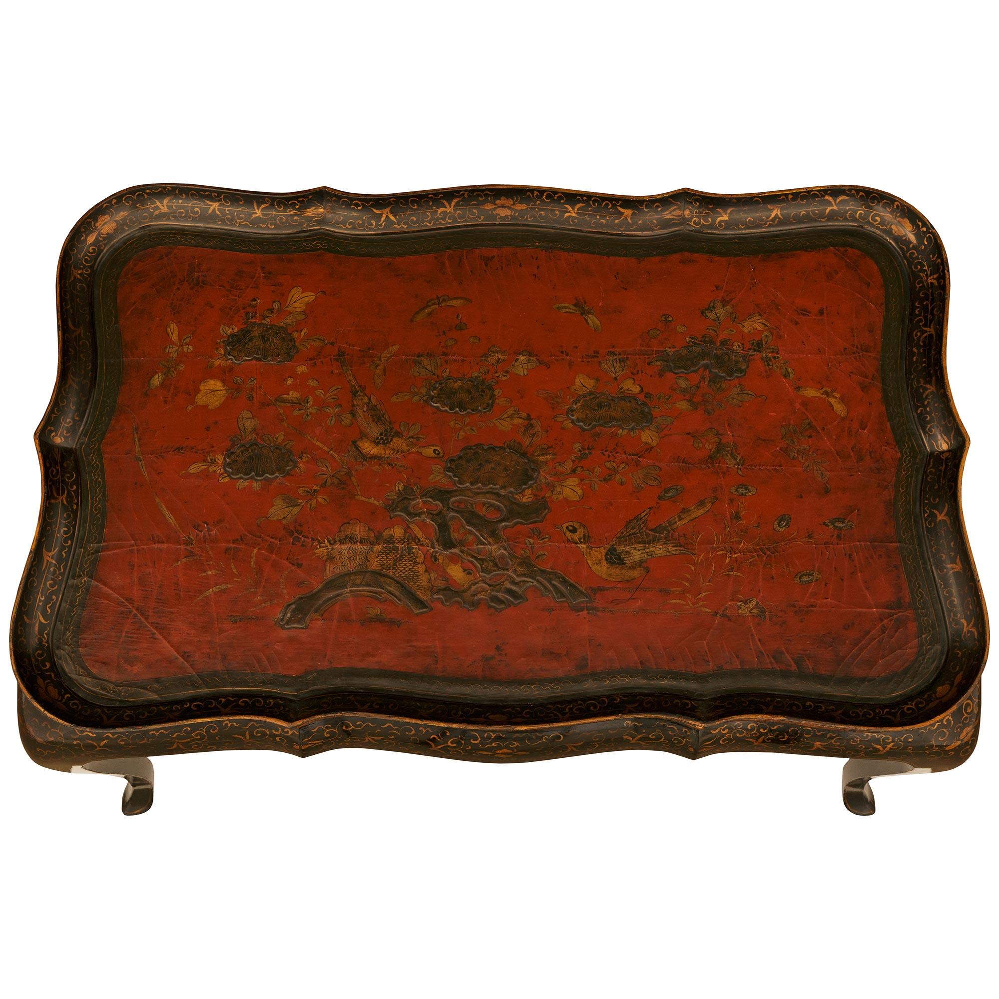 English Regency st. Lacquer and Gilt coffee table removable tray For Sale 3
