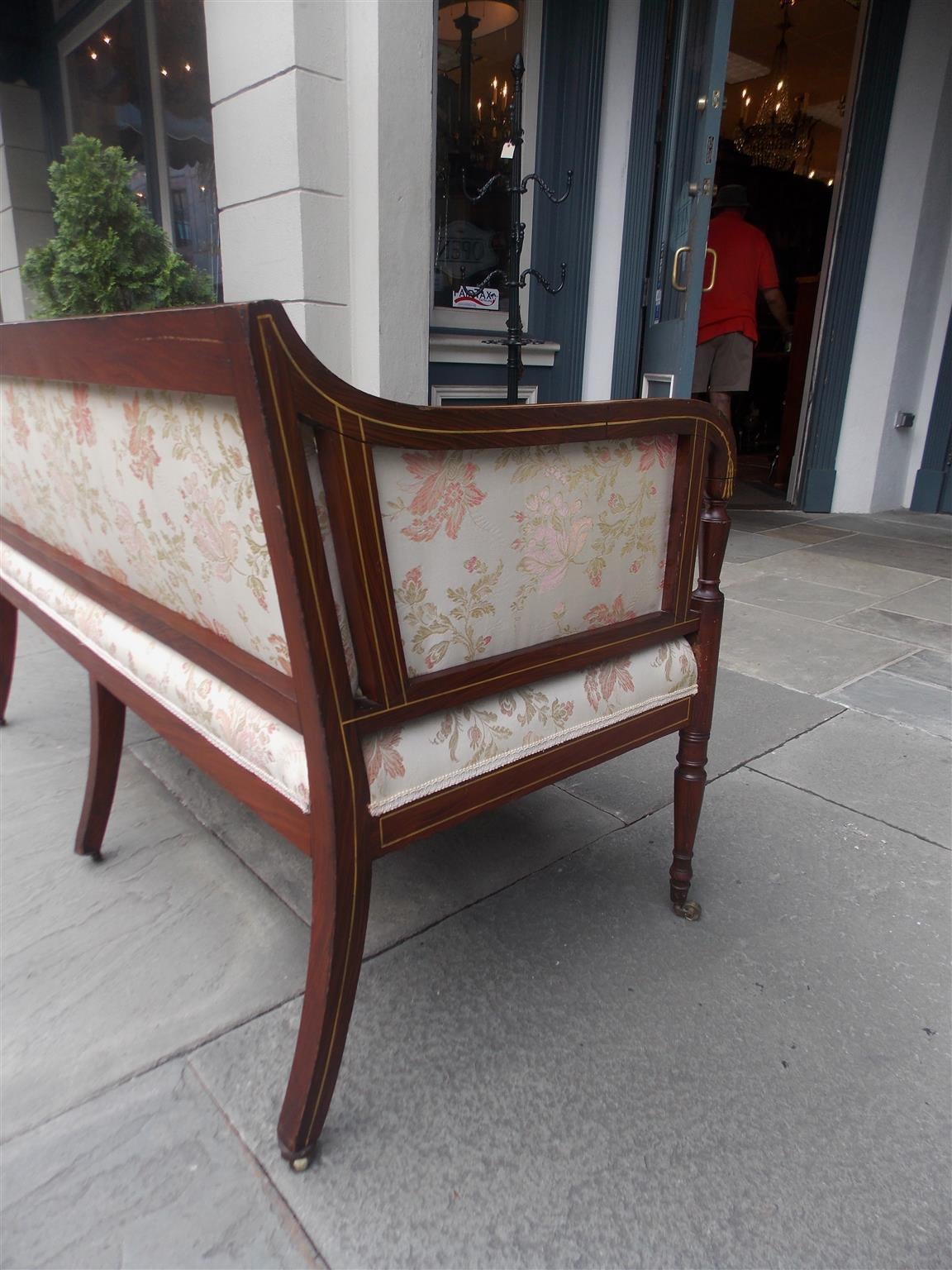 English Regency Stenciled and Gilt Tufted Upholstered Settee, Circa 1780 For Sale 4