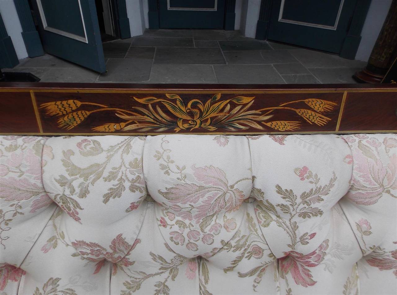 English Regency Stenciled and Gilt Tufted Upholstered Settee, Circa 1780 For Sale 1